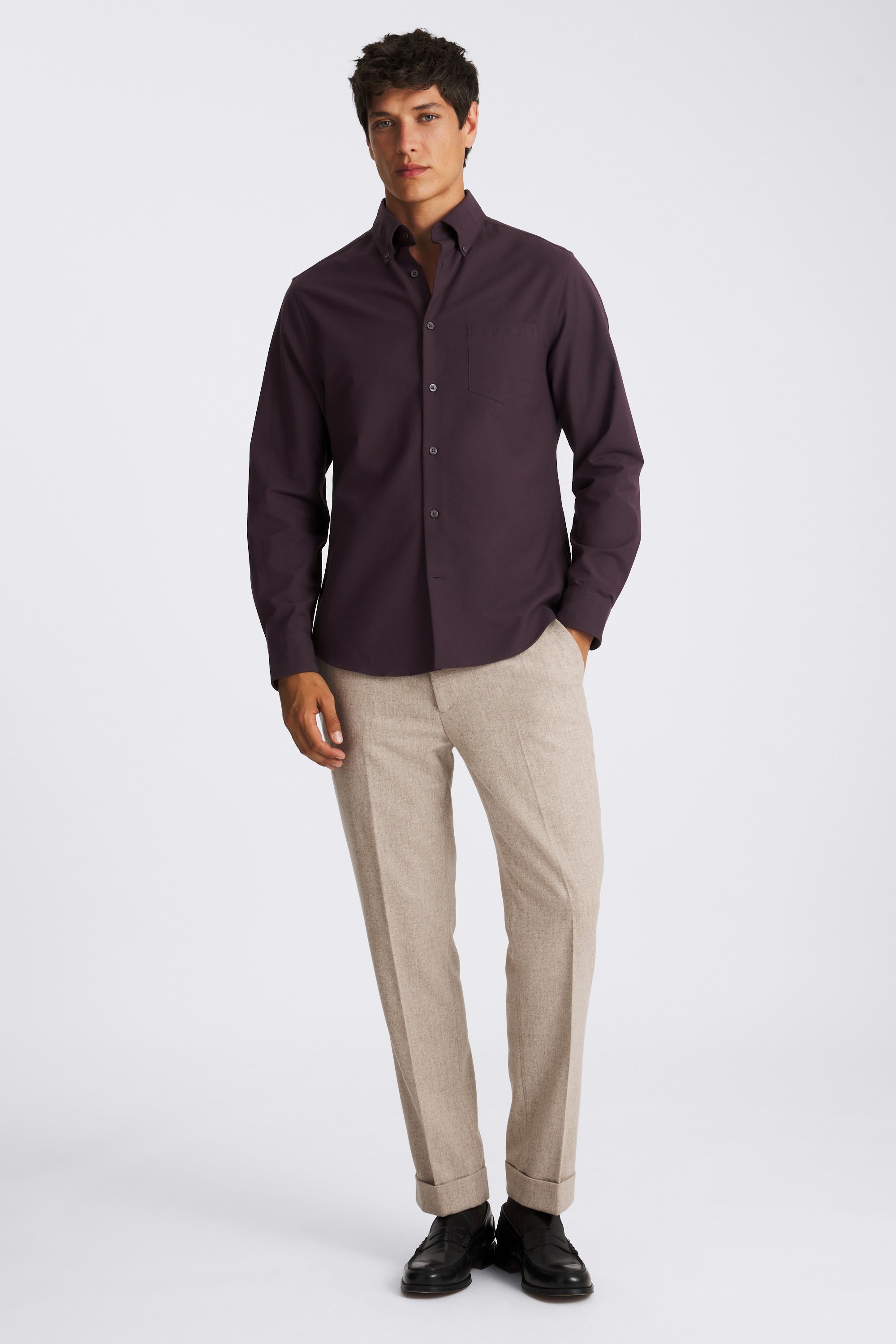 Dark Purple Washed Oxford Shirt