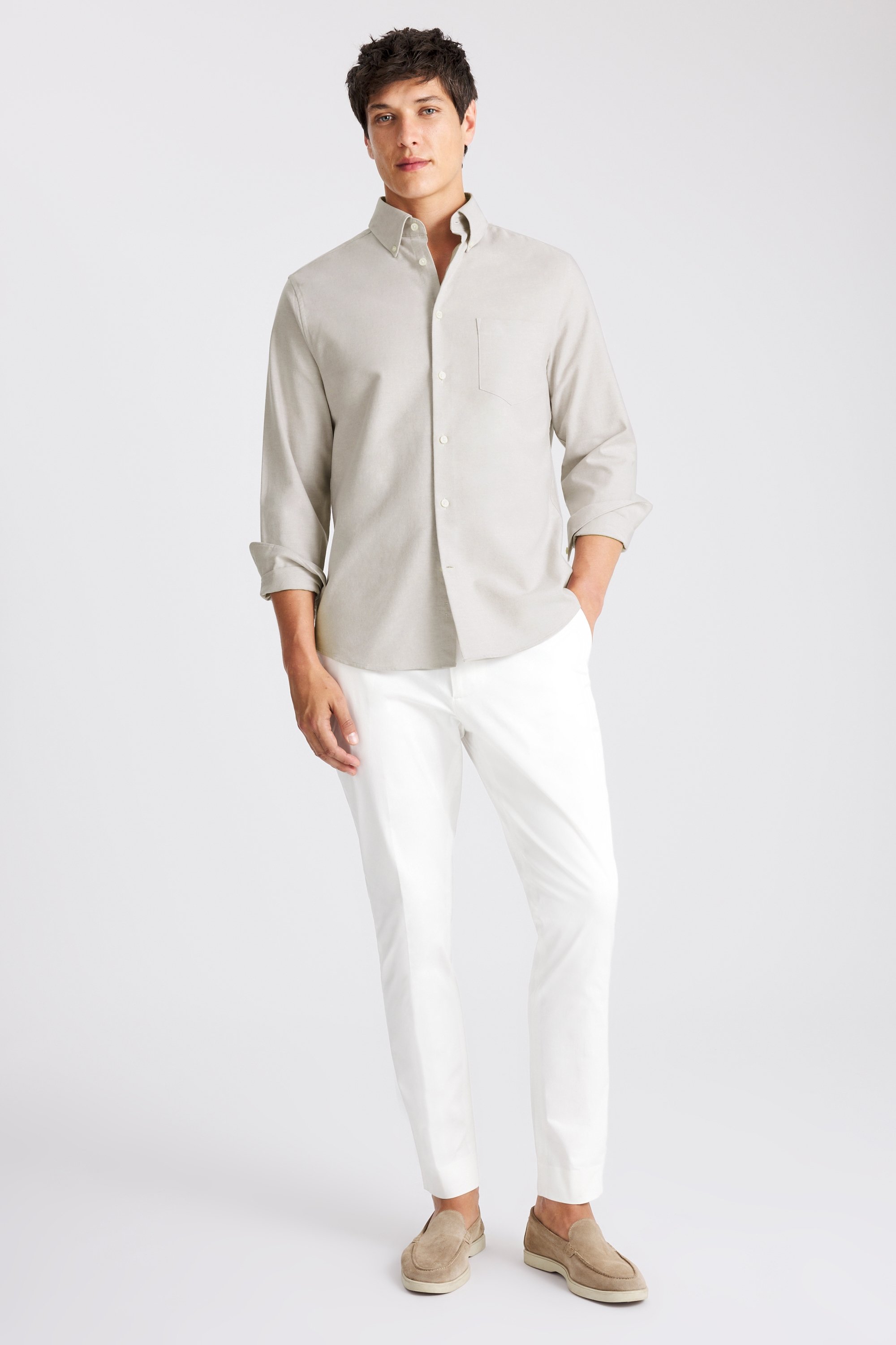 Off White Washed Oxford Shirt
