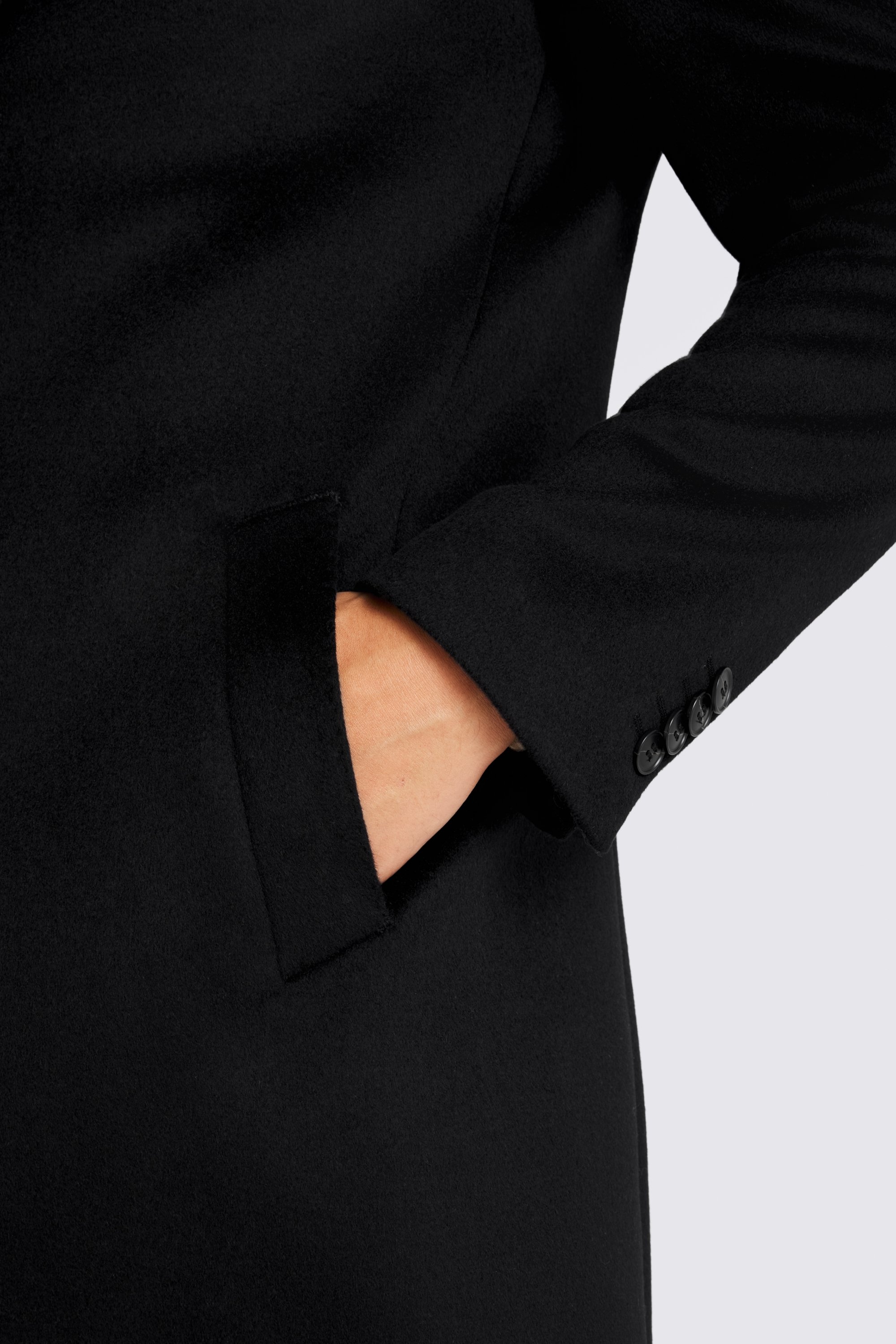 Black Wool Blend Overcoat