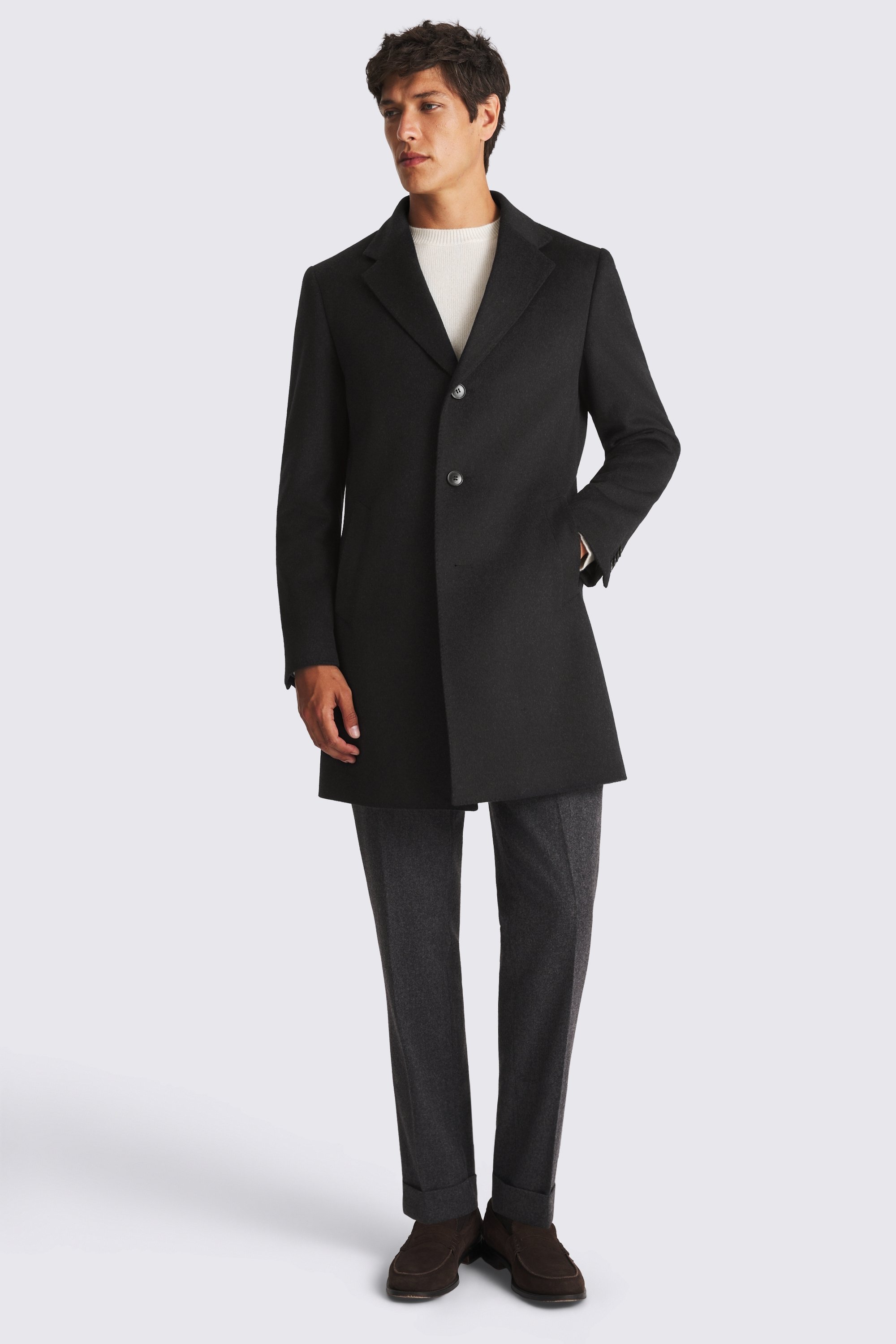 Charcoal Wool Blend Overcoat