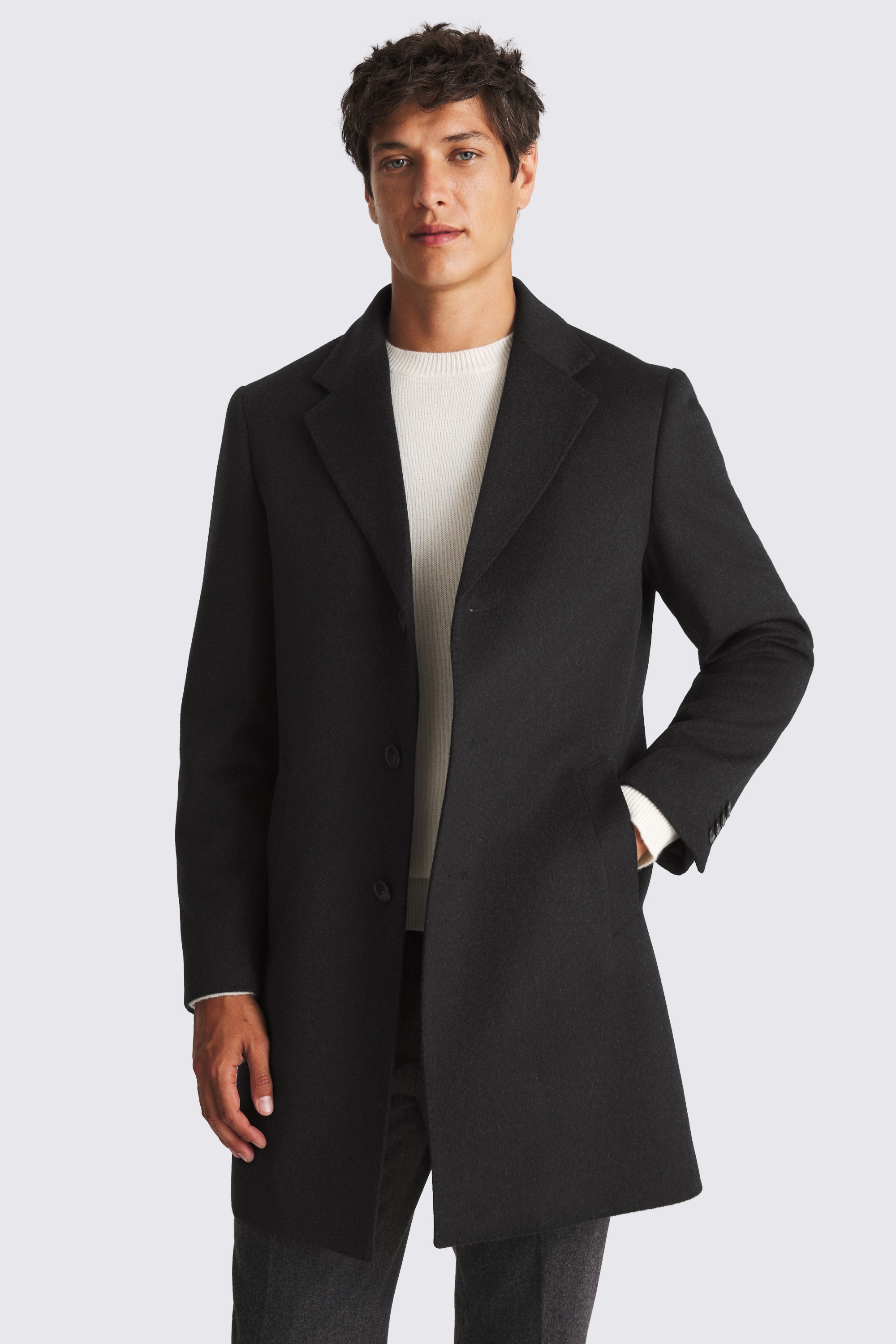 Charcoal Wool Blend Overcoat