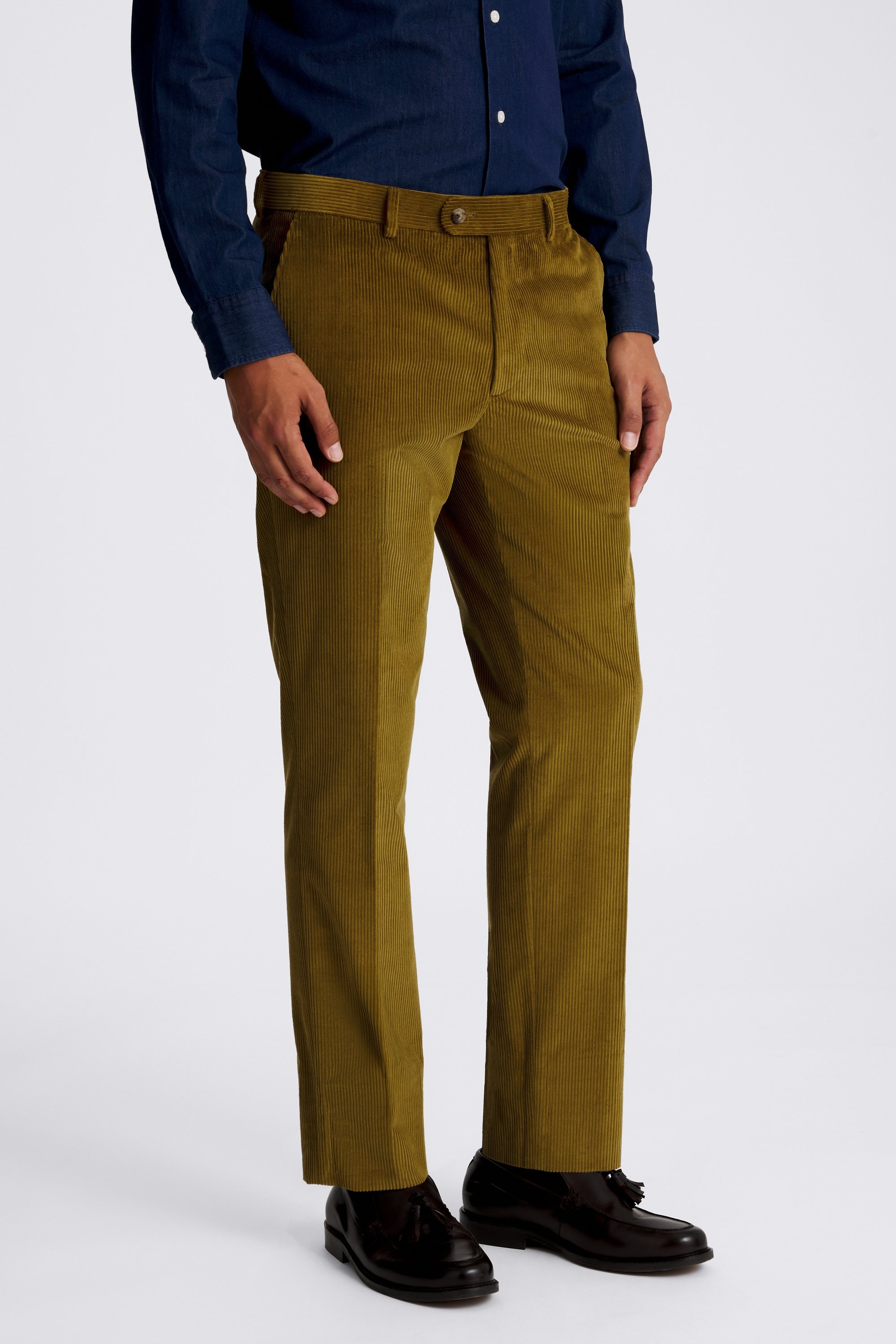Slim Fit Olive Corduroy Trousers