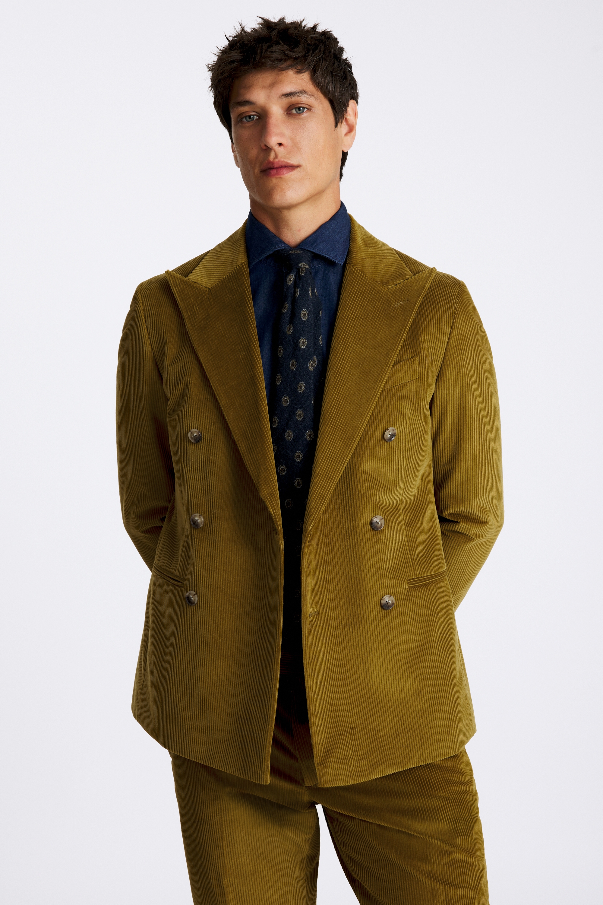 Slim Fit Olive Corduroy Suit
