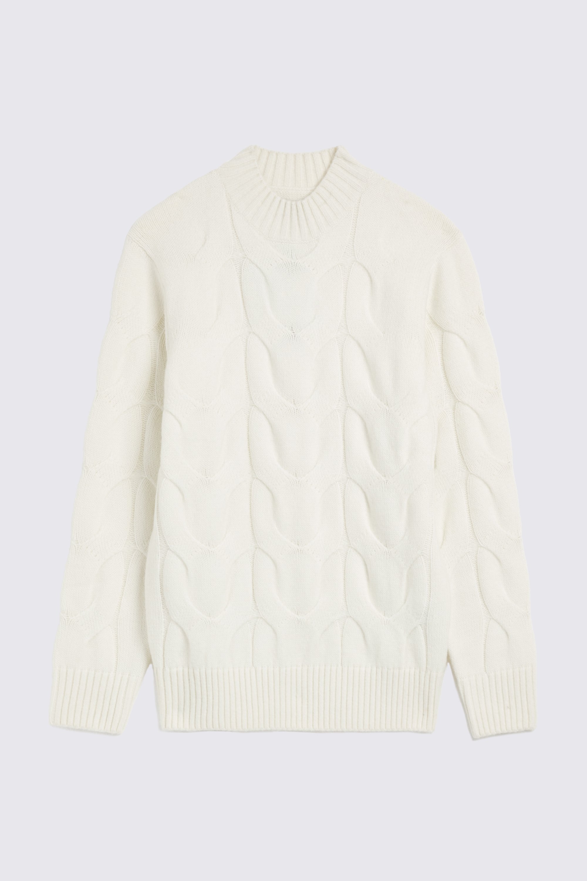 Ecru Chunky Cable Mock Neck Jumper