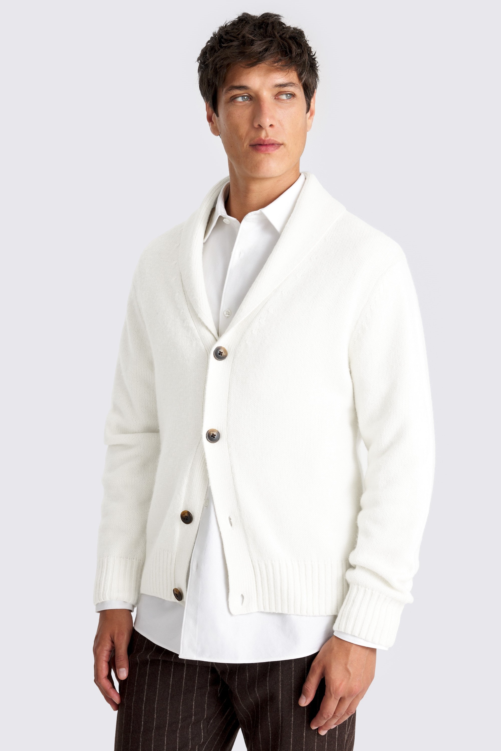 Ecru Shawl Collar Cardigan