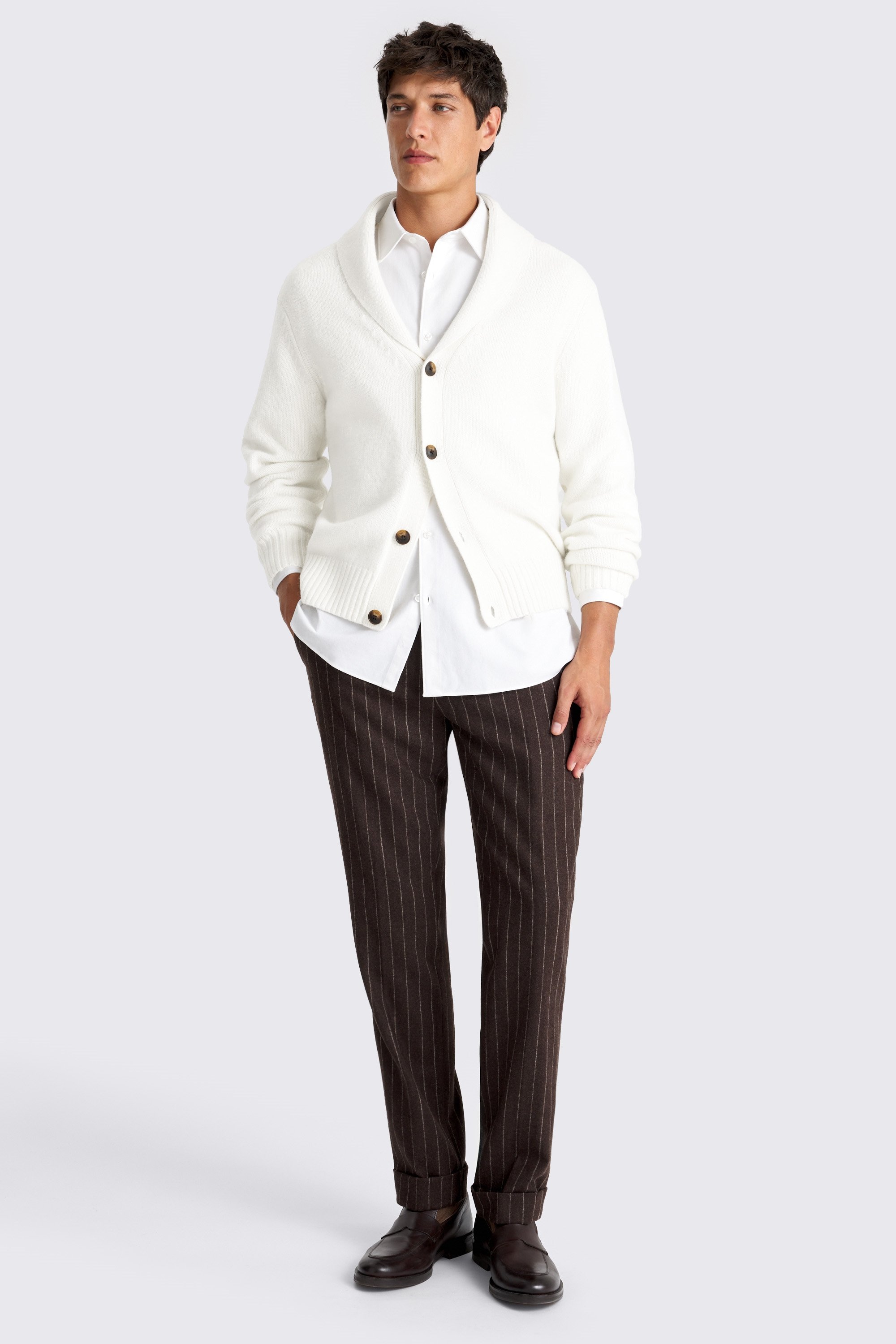 Ecru Shawl Collar Cardigan