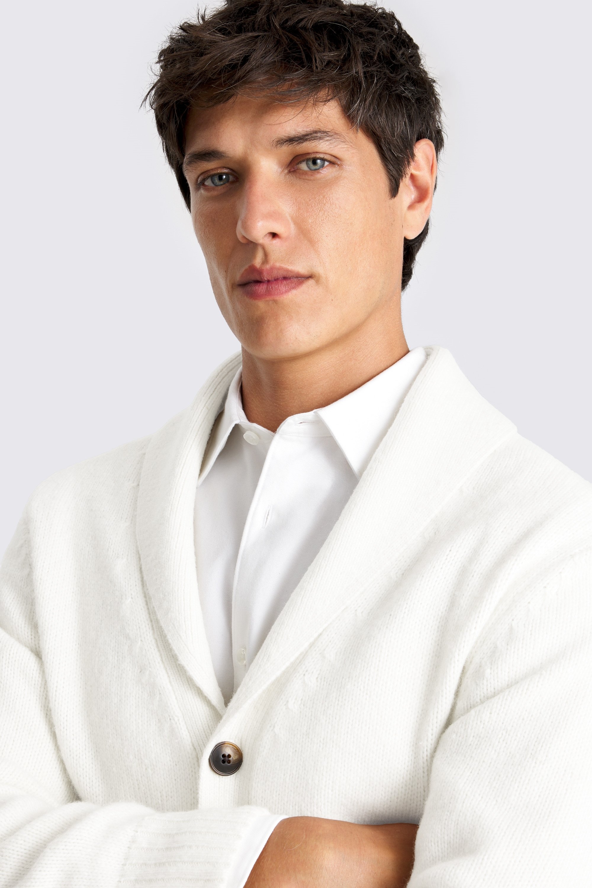 Ecru Shawl Collar Cardigan