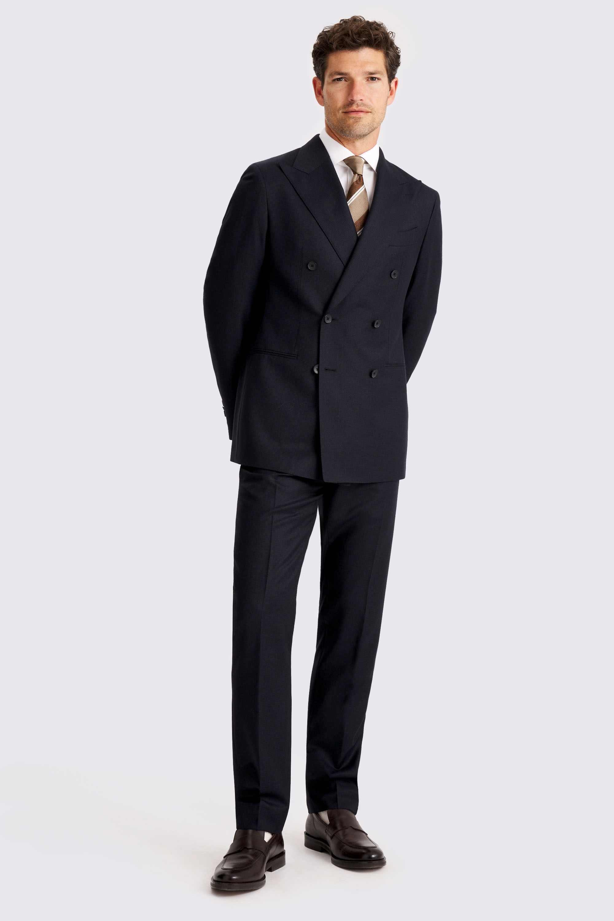 Italian Tailored Fit Navy Puppytooth Suit