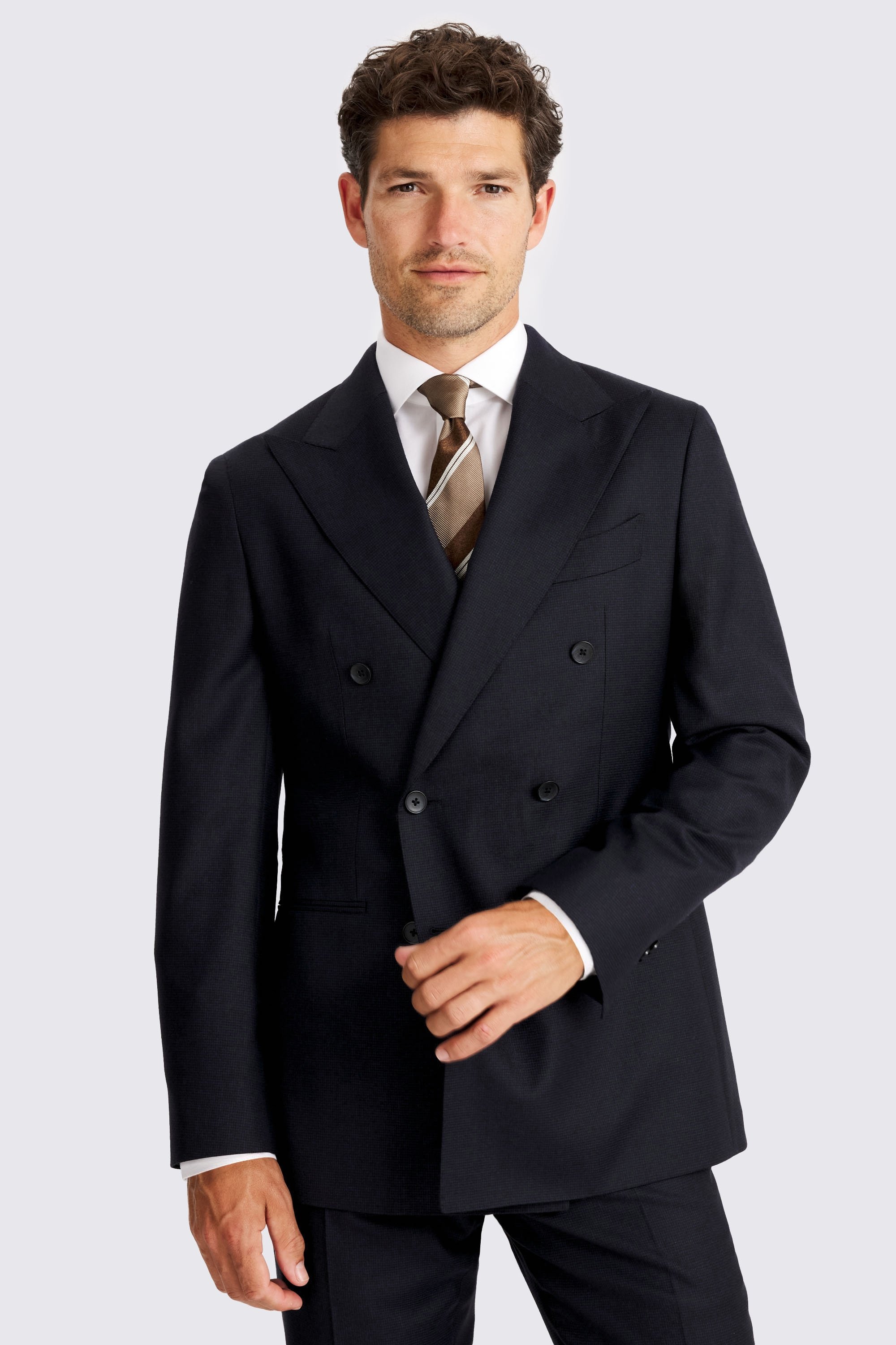 Italian Tailored Fit Navy Puppytooth Suit