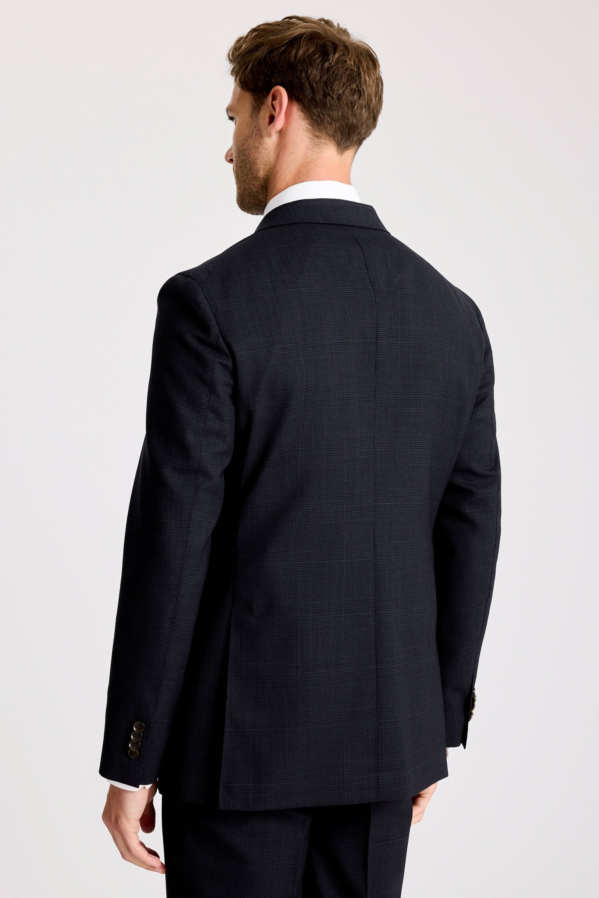 Italian Tailored Fit Navy Check Suit