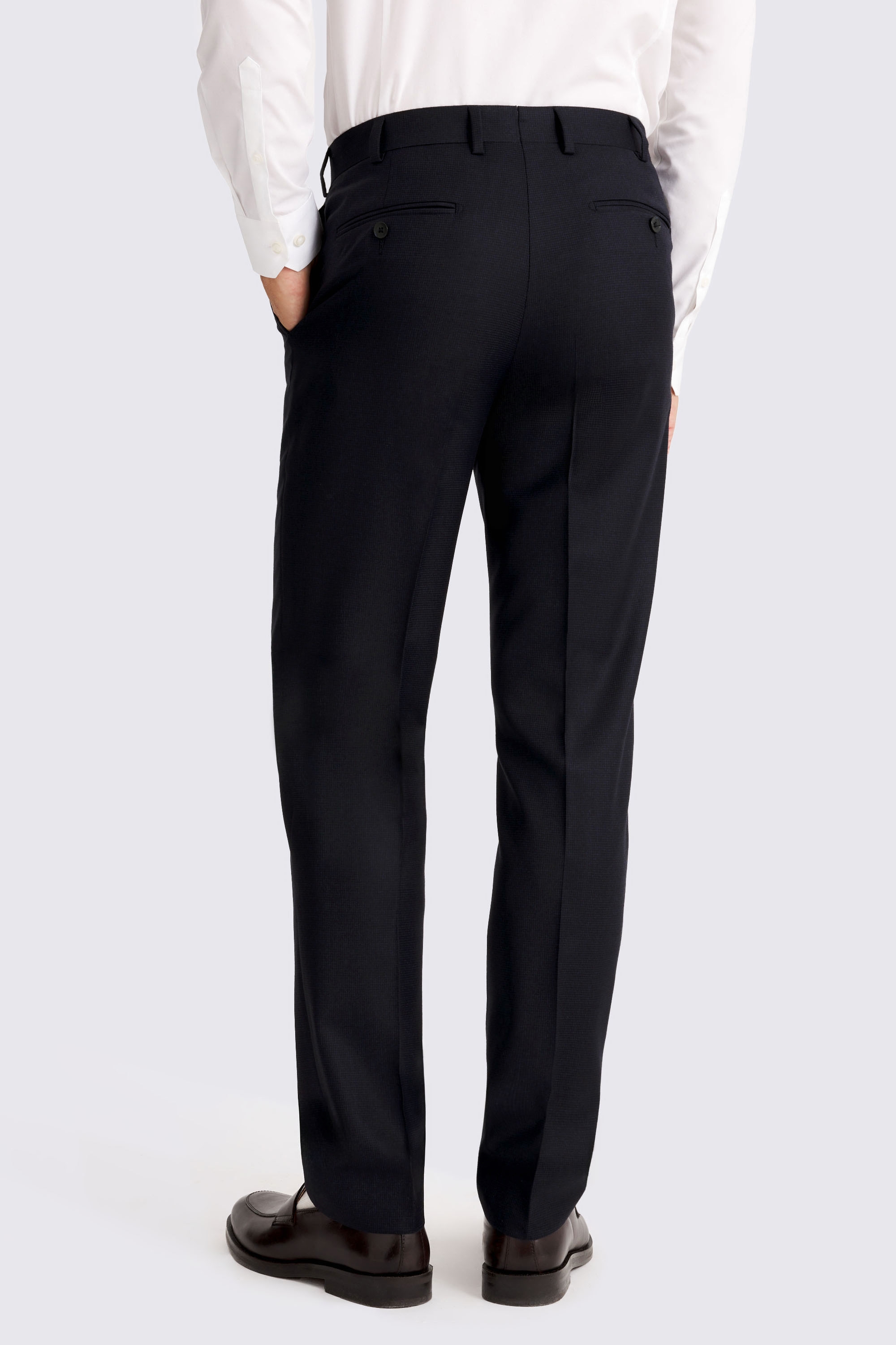 Italian Tailored Fit Navy Puppytooth Trousers