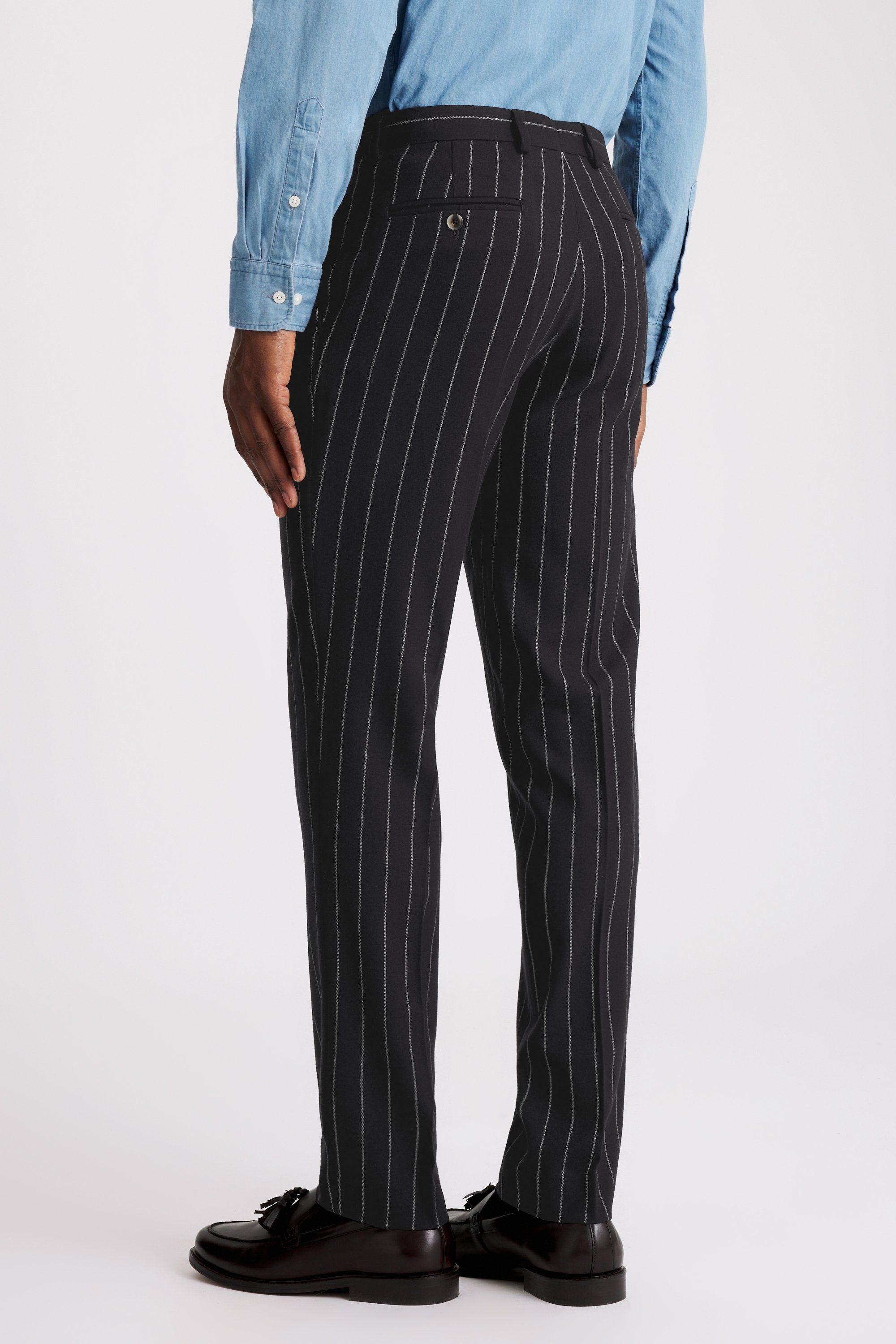 Tailored Fit Navy Stripe Trousers