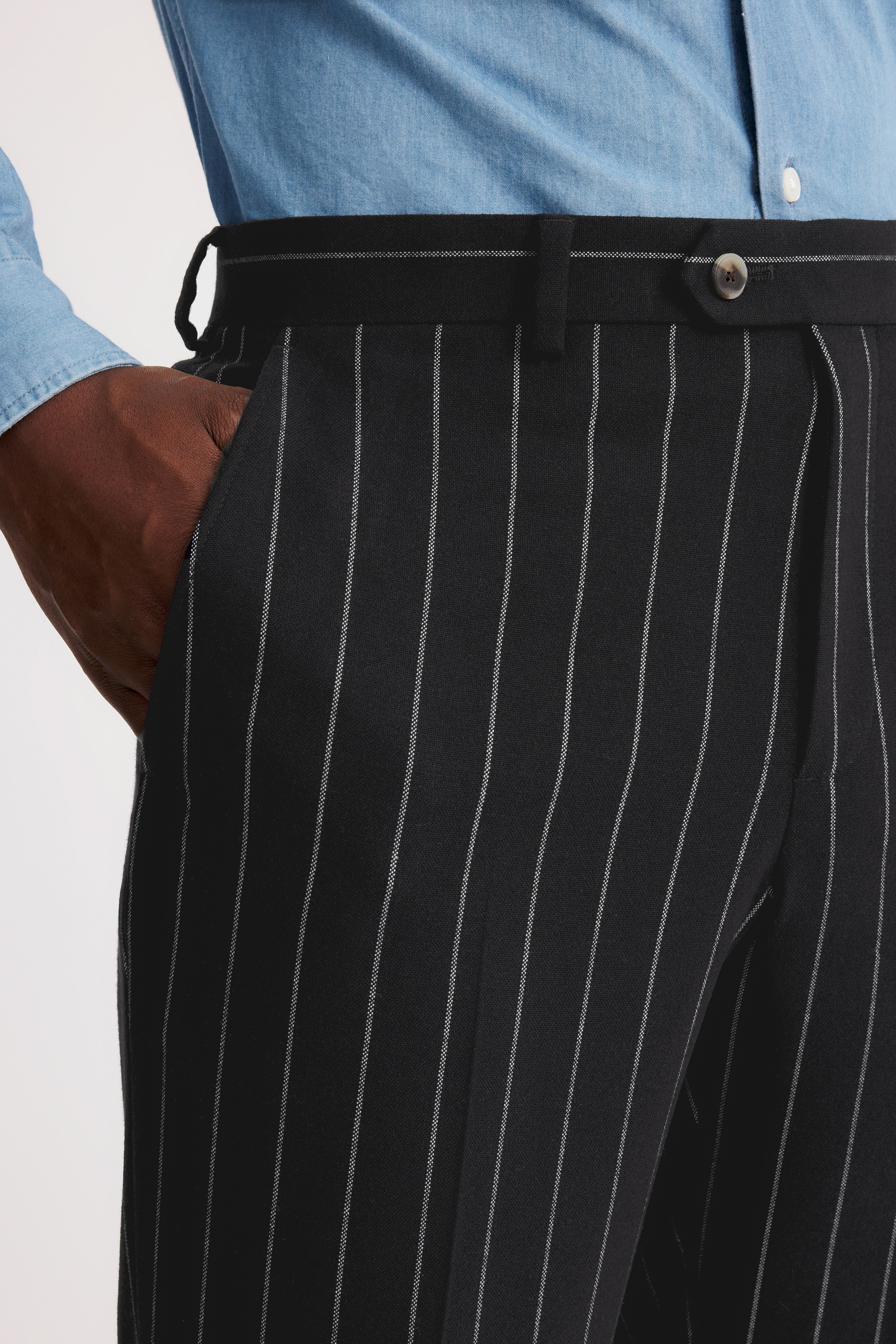 Tailored Fit Navy Stripe Trouser