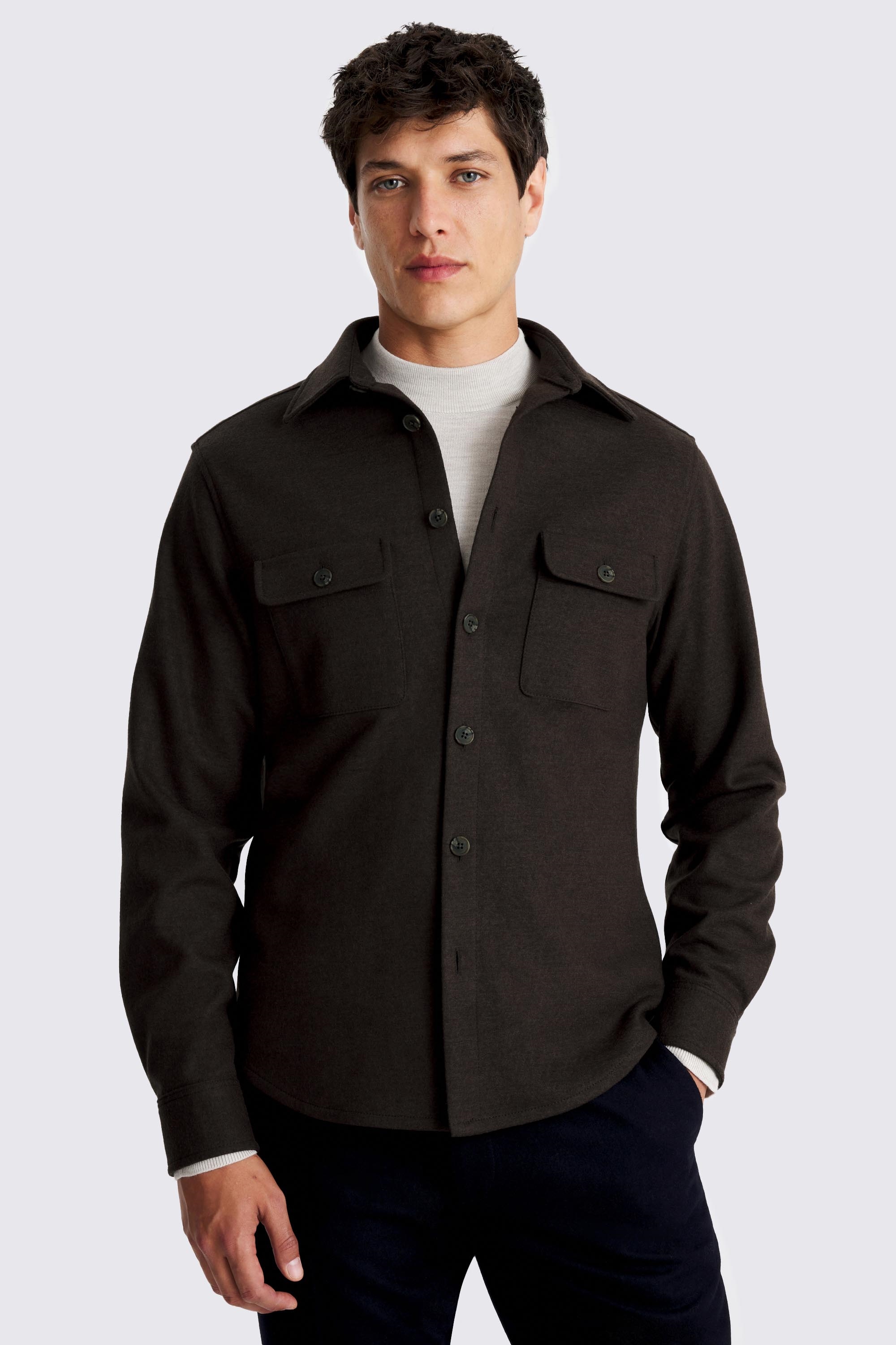 Dark Brown Knit Overshirt