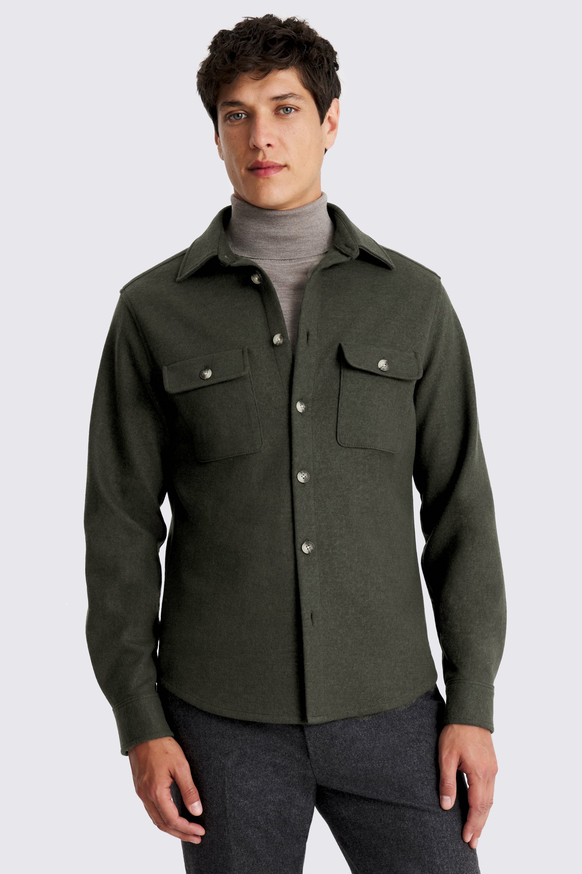 Dark Green Knit Overshirt