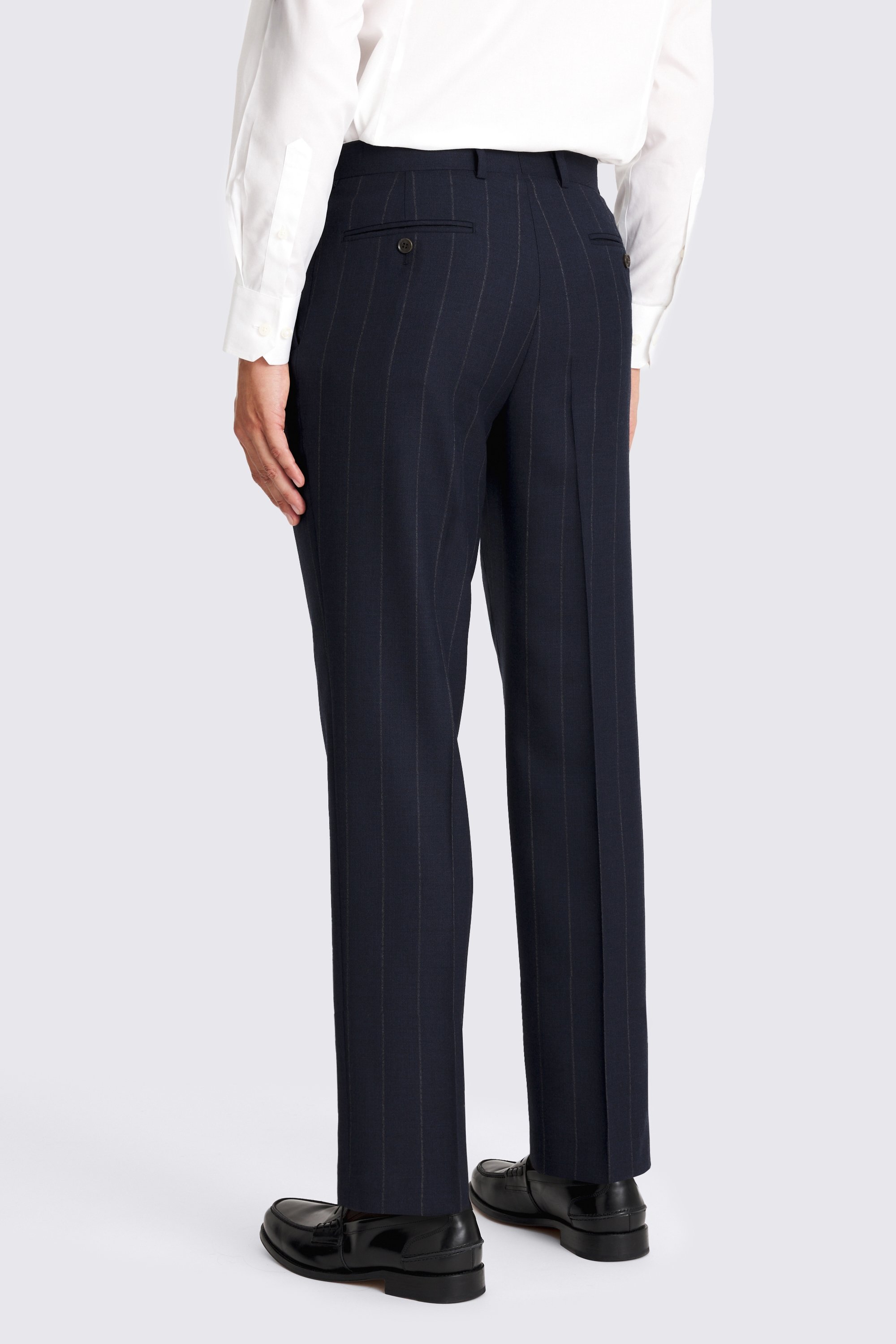 Regular Fit Navy Stripe Trousers