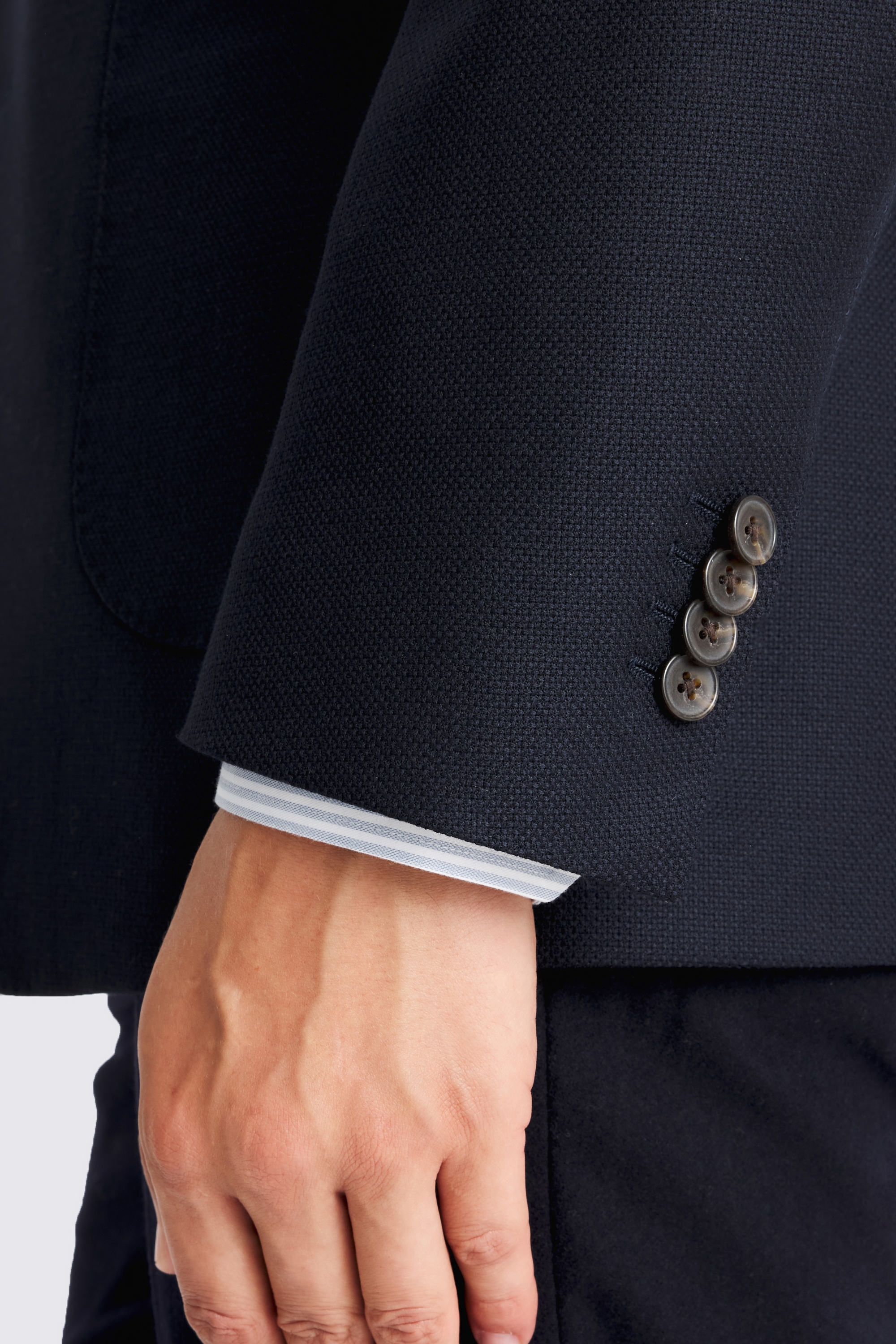 Italian Tailored Fit Navy Hopsack Jacket