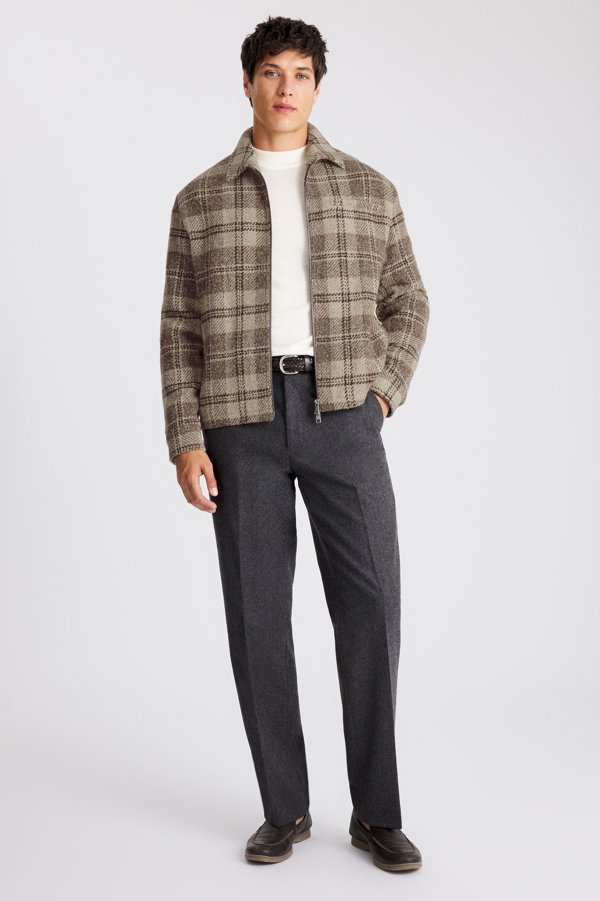 Italian Neutral Check Overshirt