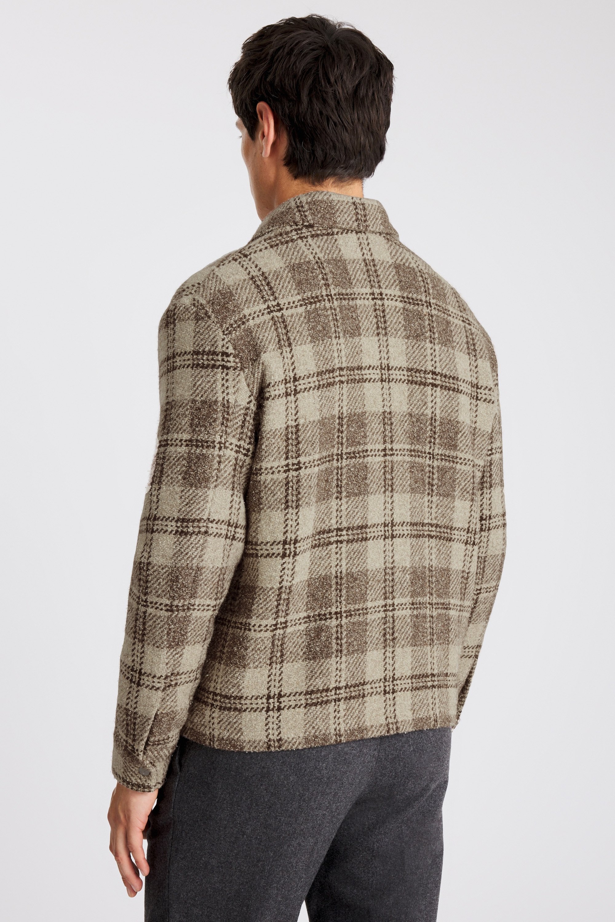 Italian Neutral Check Overshirt