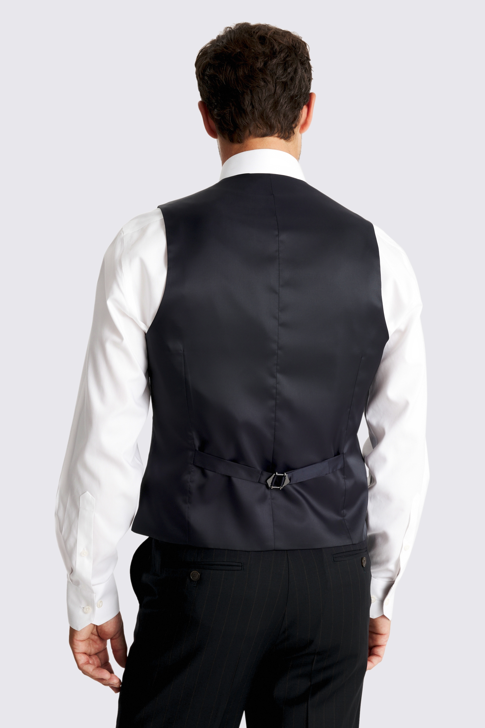 Tailored Fit Navy Brown Stripe Performance Waistcoat