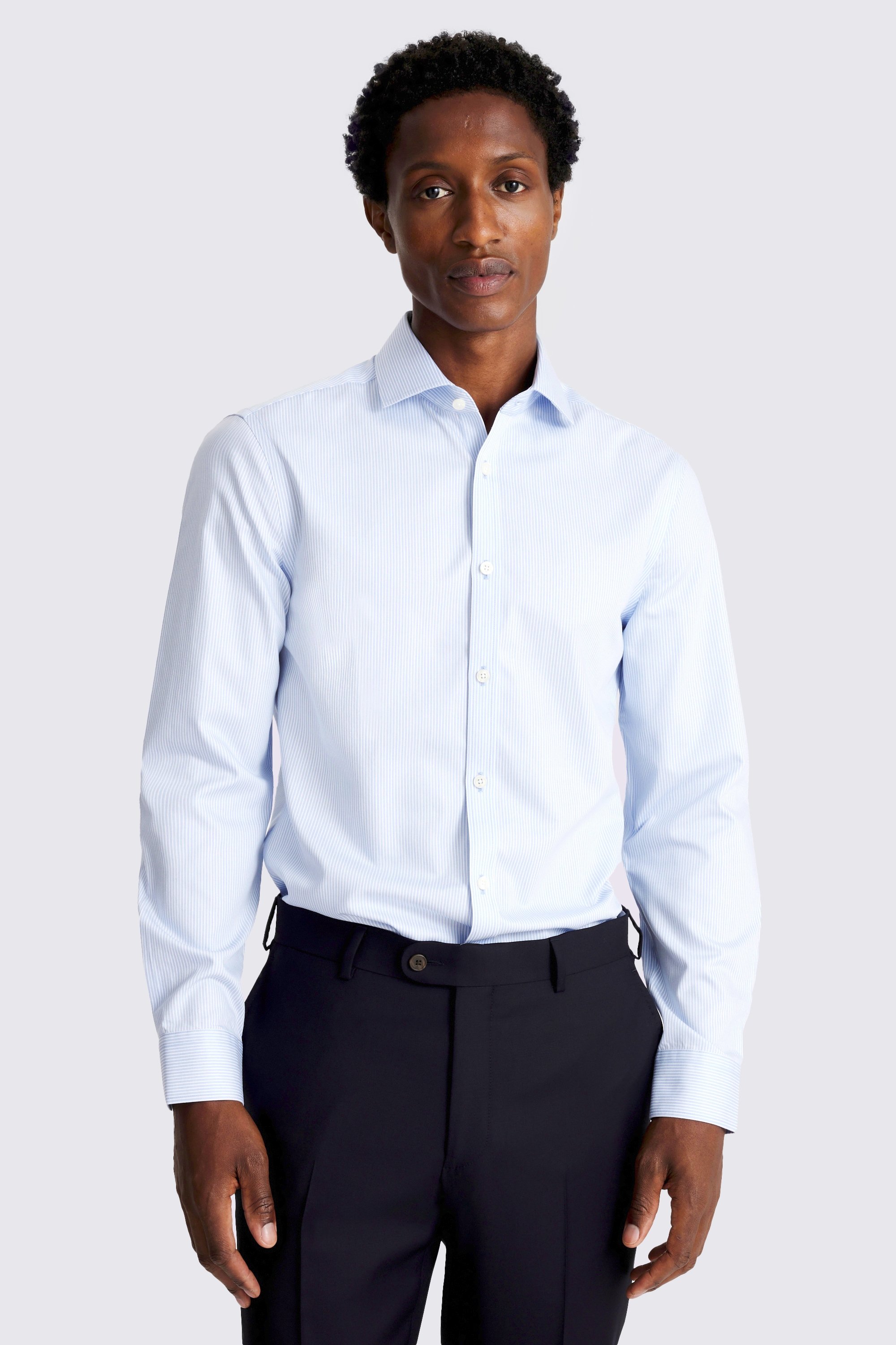 Slim Fit Sky Stripe Non Iron Shirt