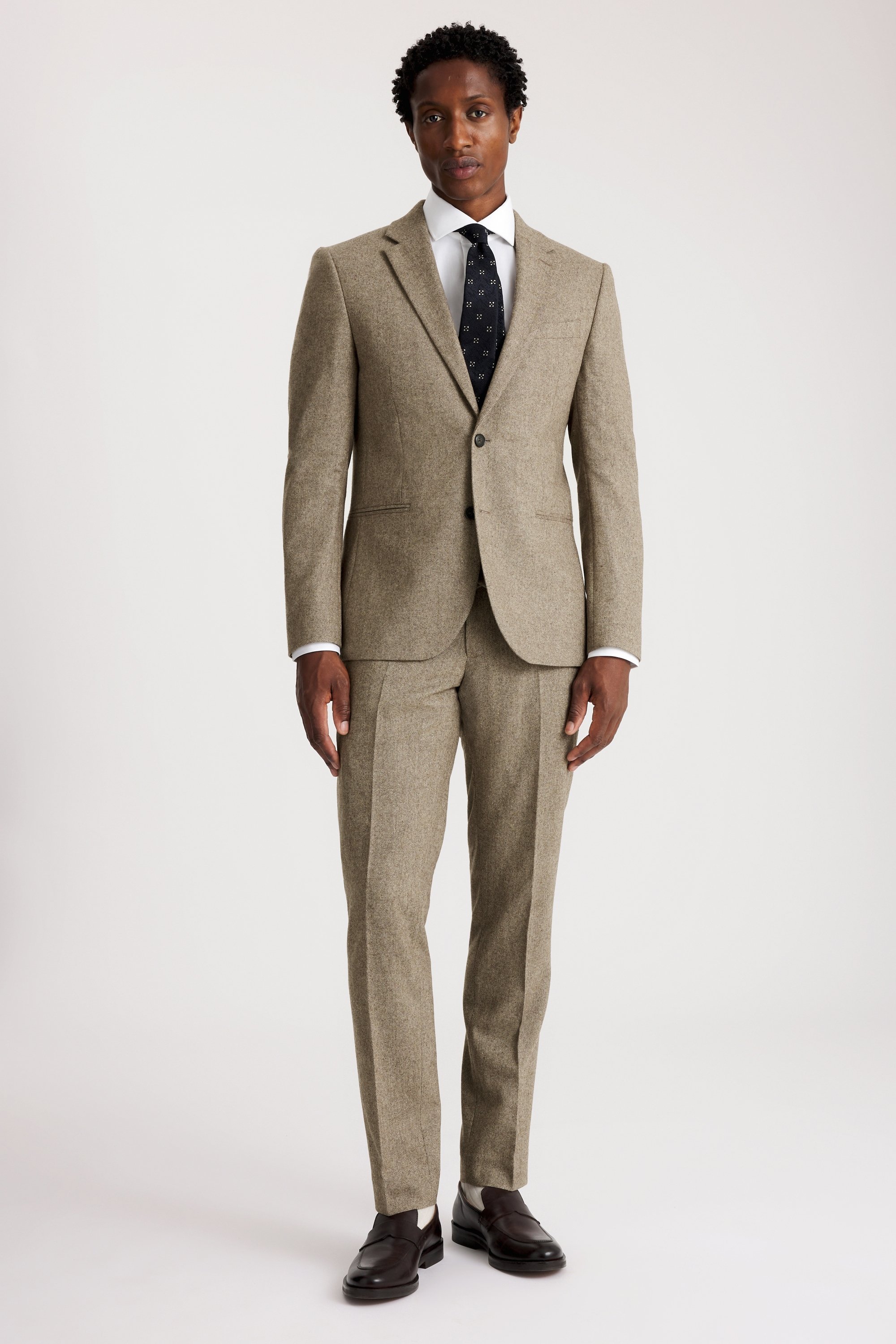 Slim Fit Brown Twill Tweed Suit