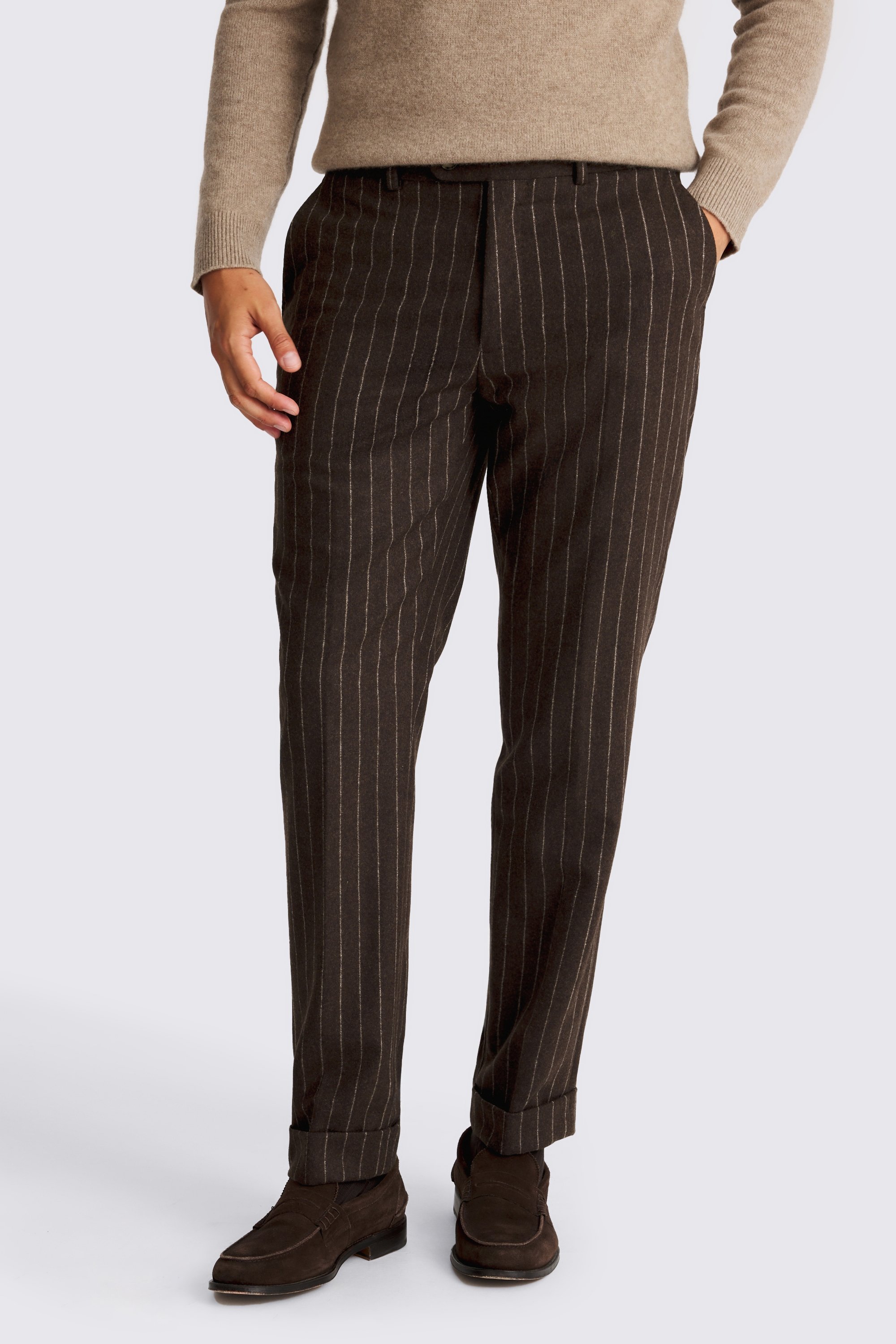 Brown Stripe Flannel Trousers