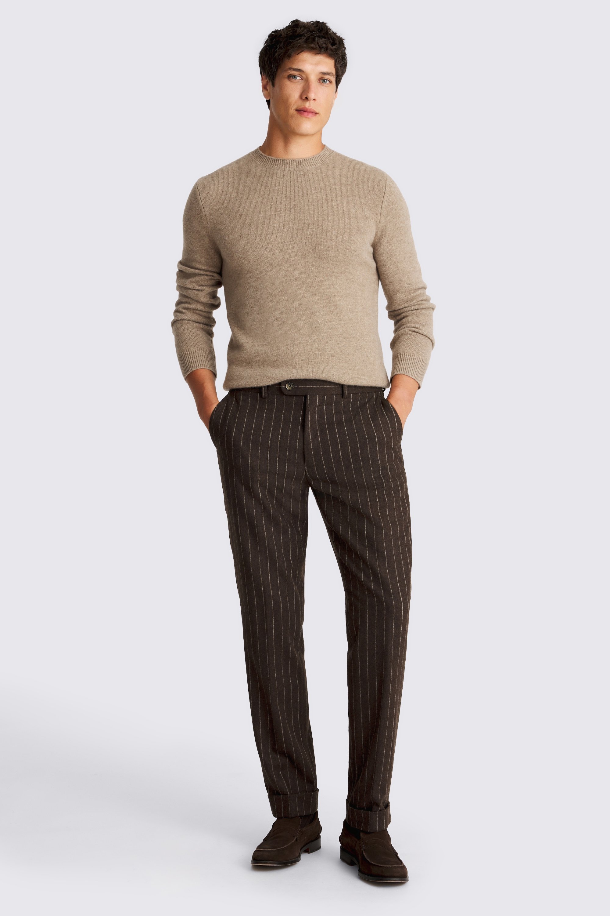 Brown Stripe Flannel Trousers