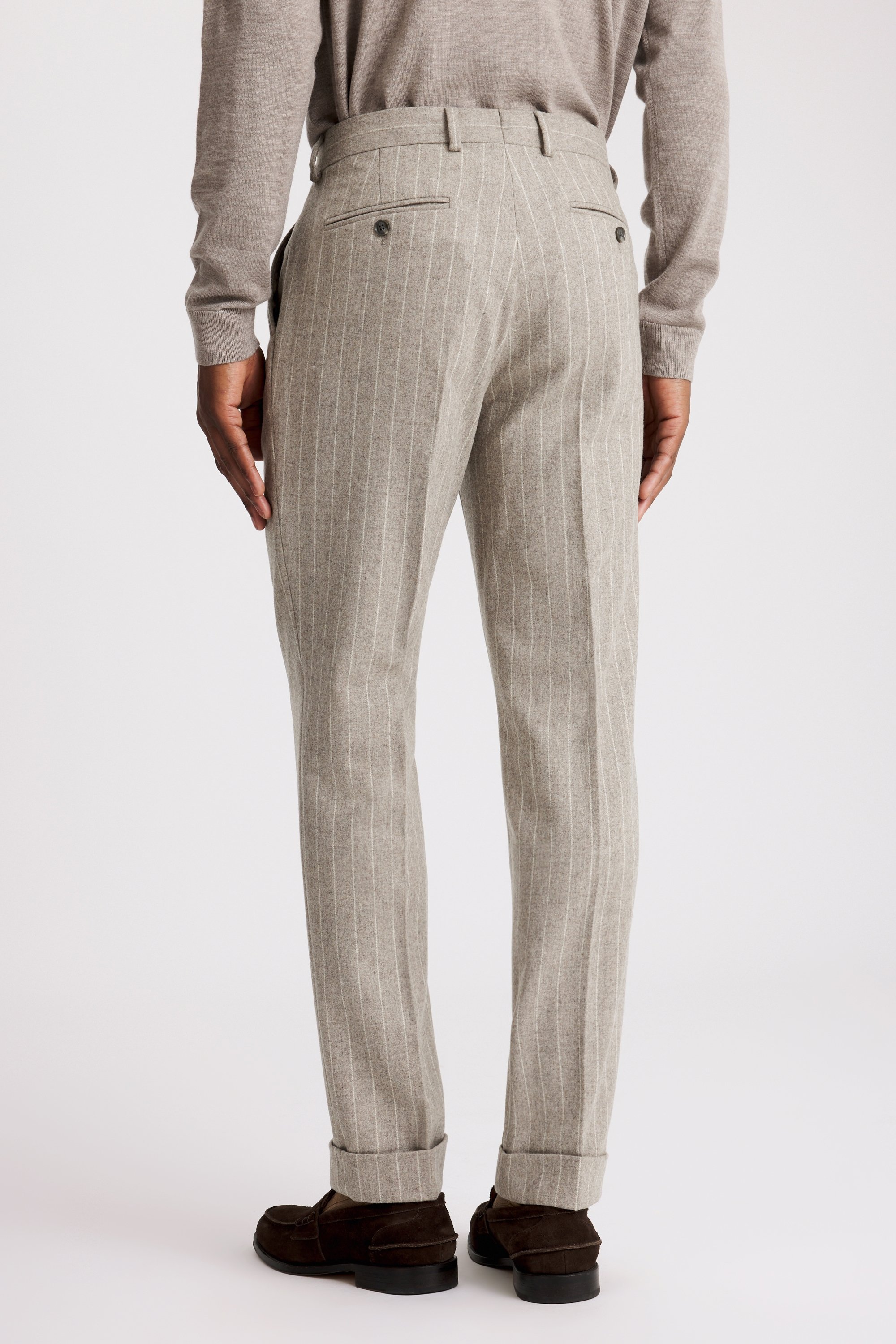 Taupe Stripe Flannel Trousers