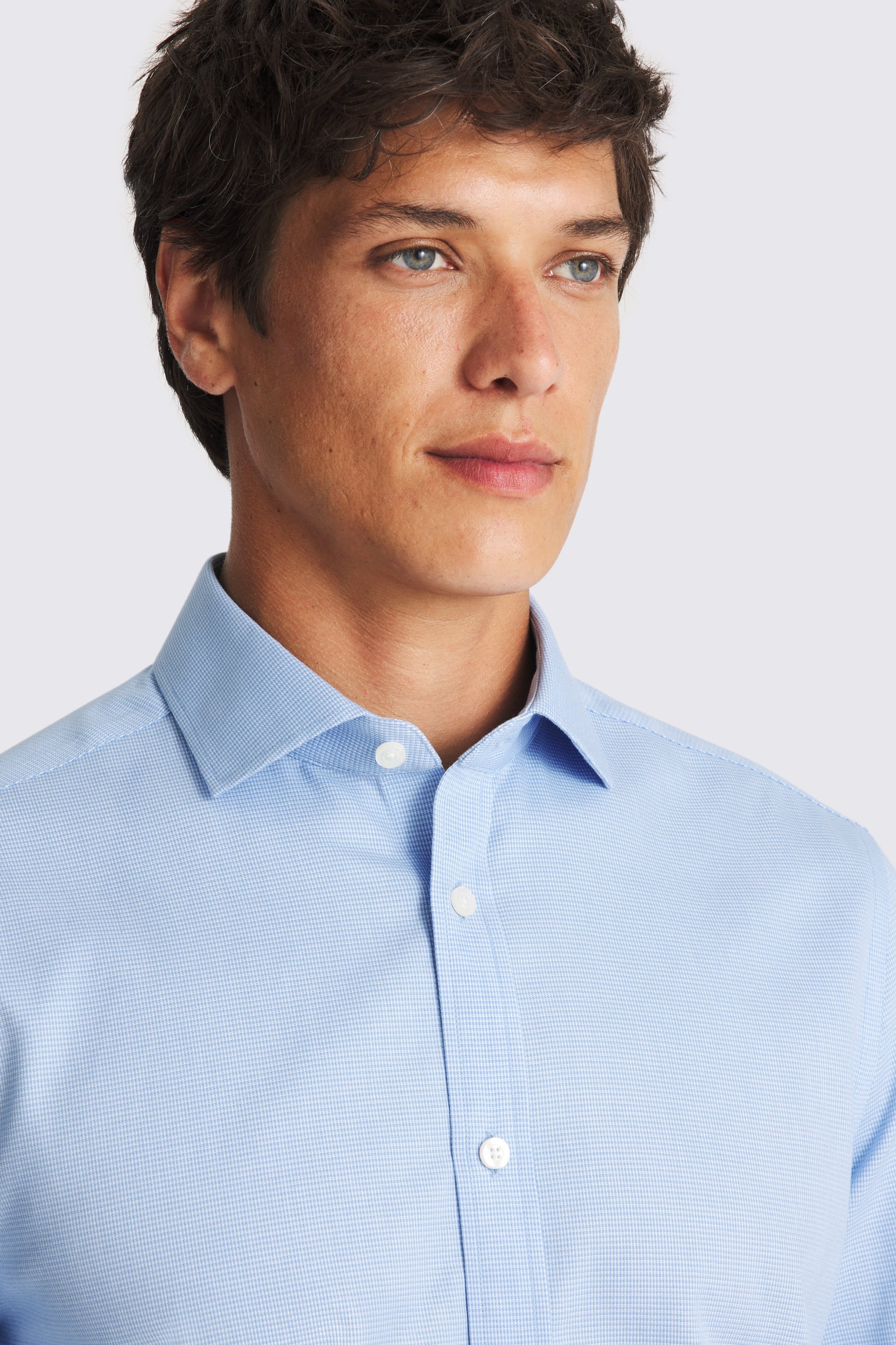 Tailored Fit Blue Dobby Non-Iron Shirt