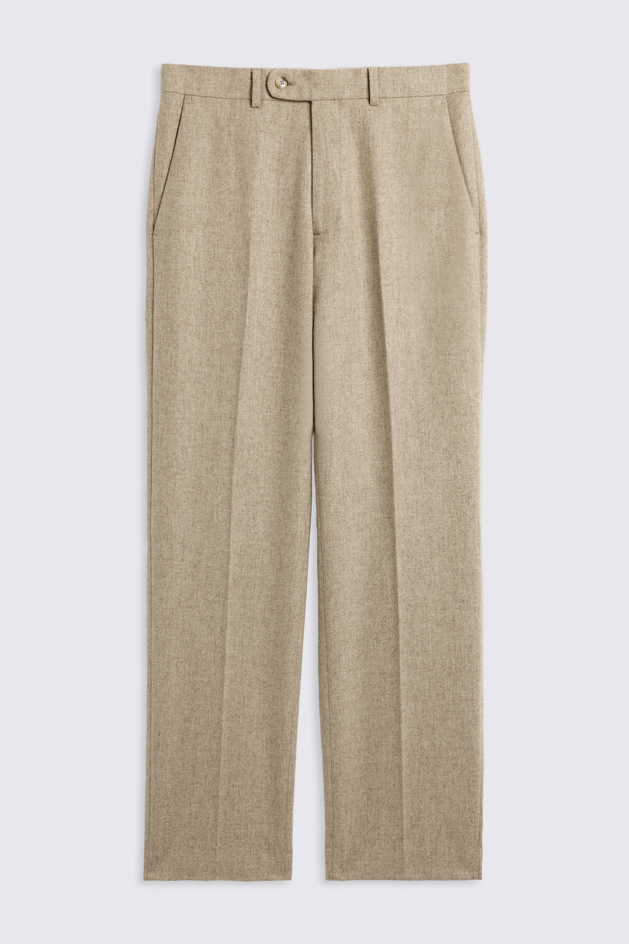Oatmeal Flannel Wide Leg Trousers