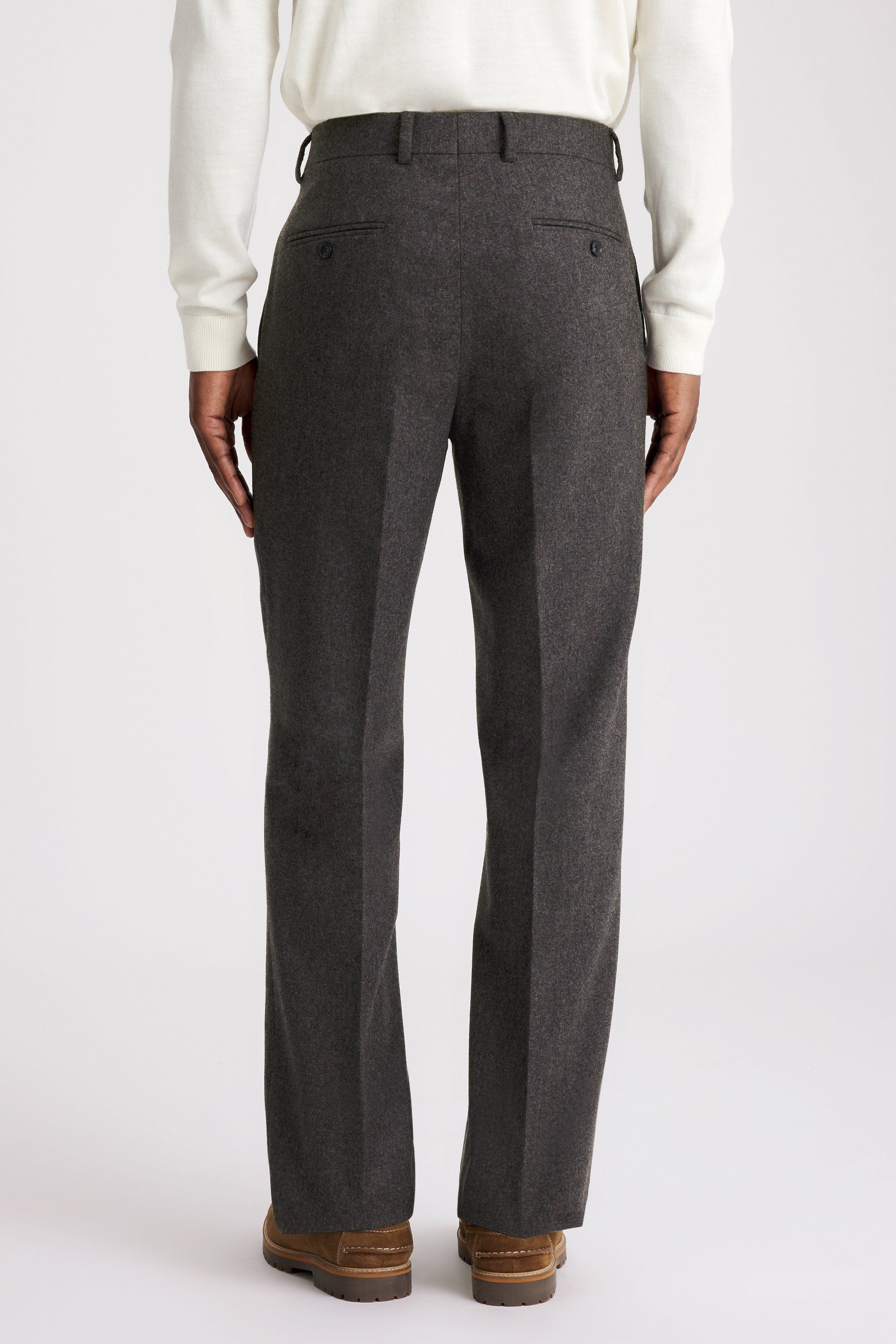 Charcoal Flannel Wide Leg Pants