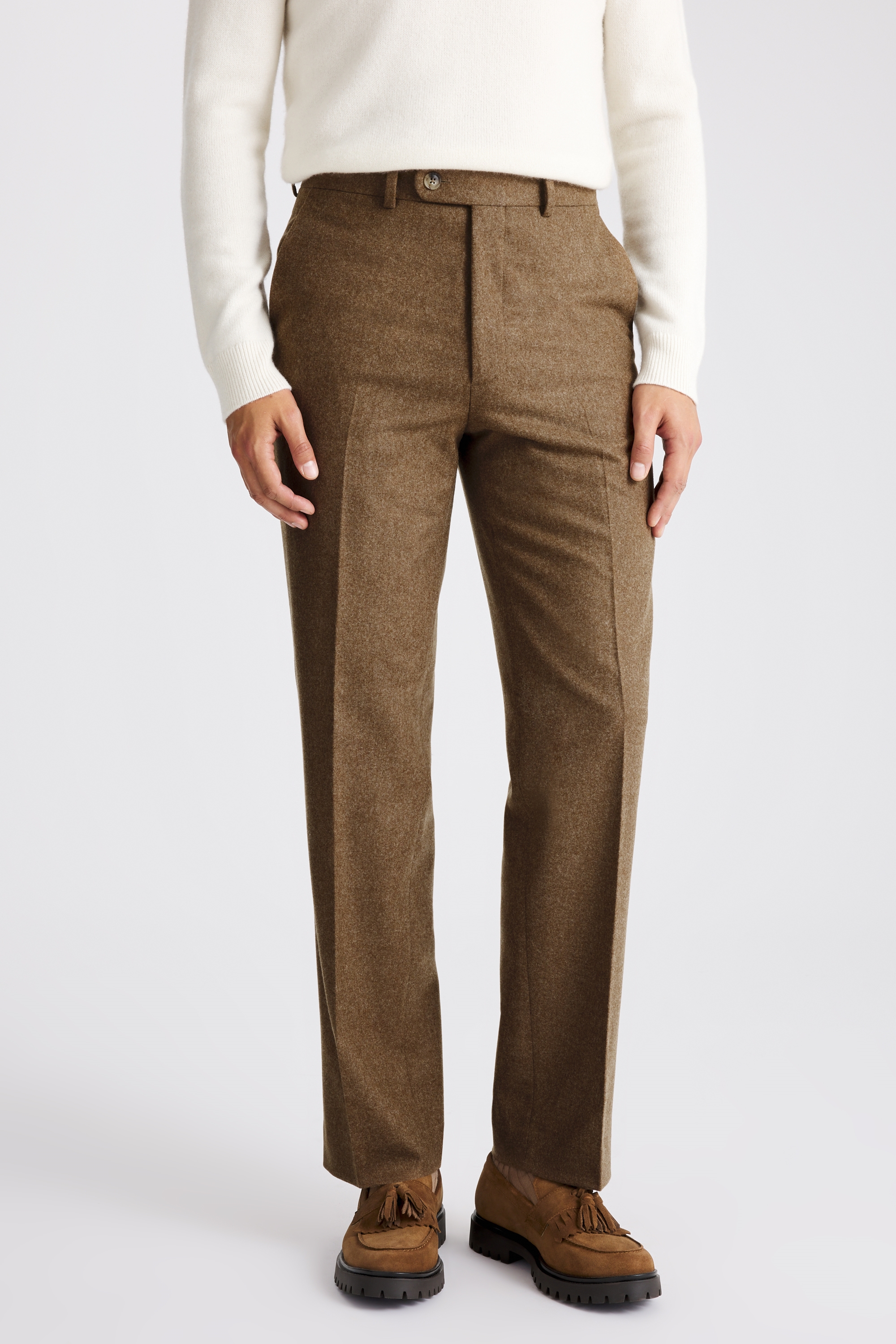 Gold Flannel Wide Leg Trousers
