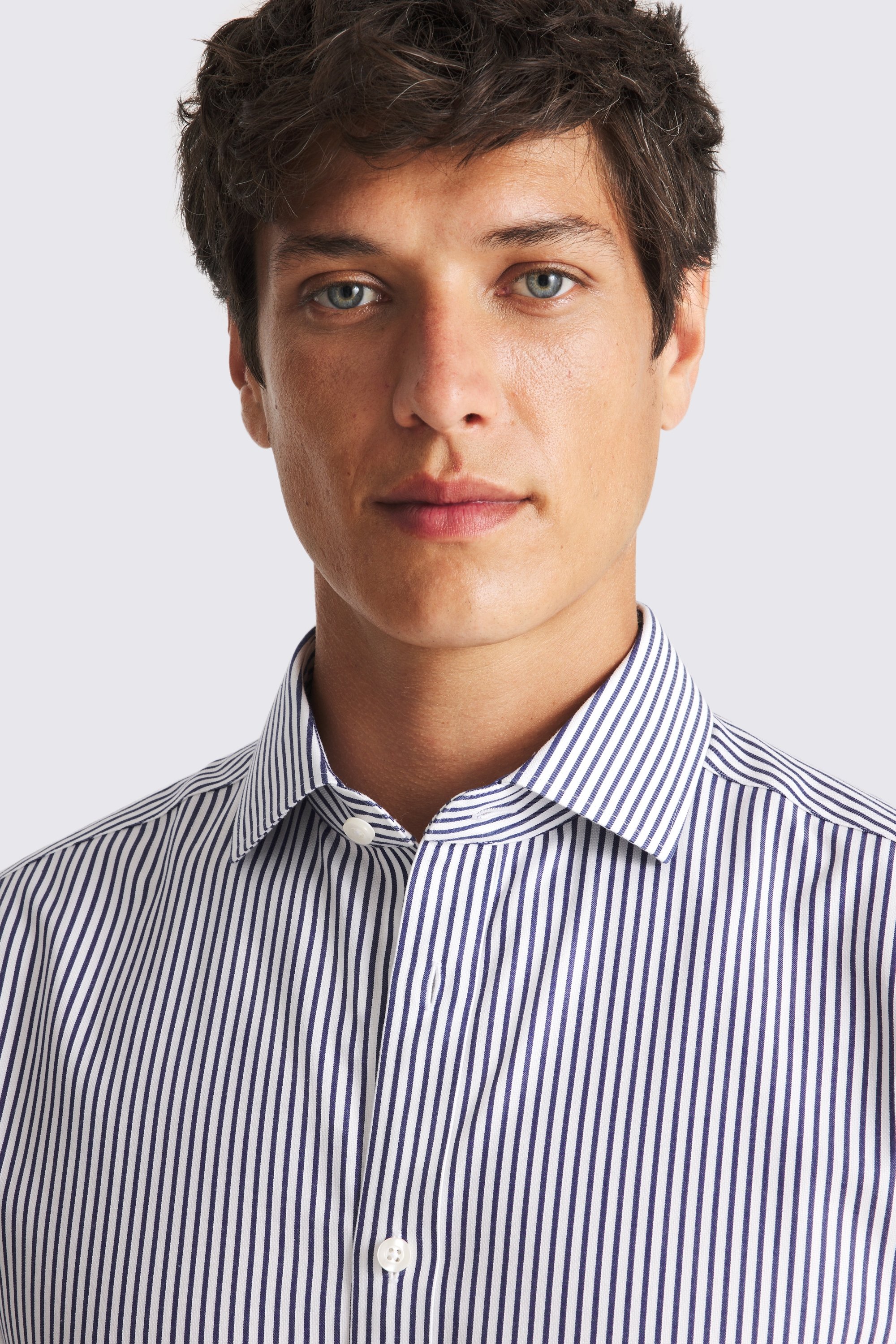 Tailored Fit Navy Stripe Non-Iron Shirt