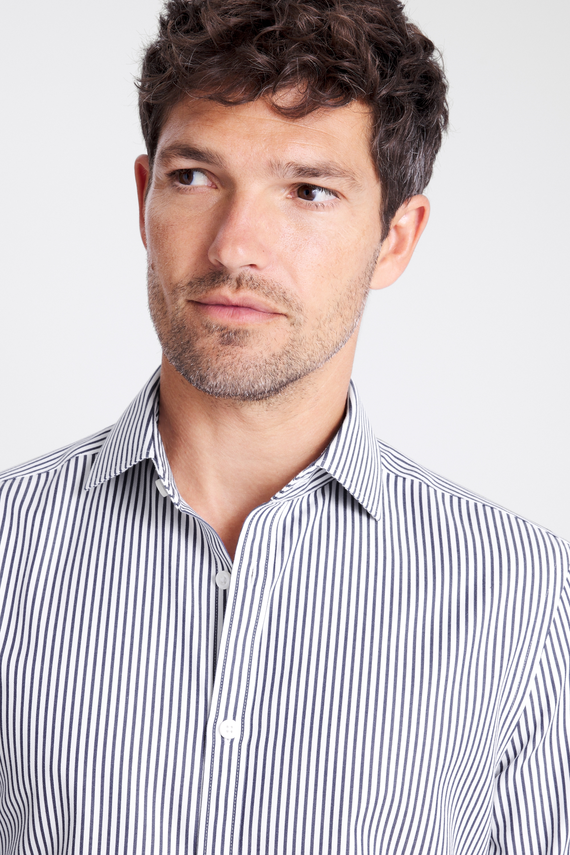 Slim Fit Navy Stripe Non-Iron Shirt