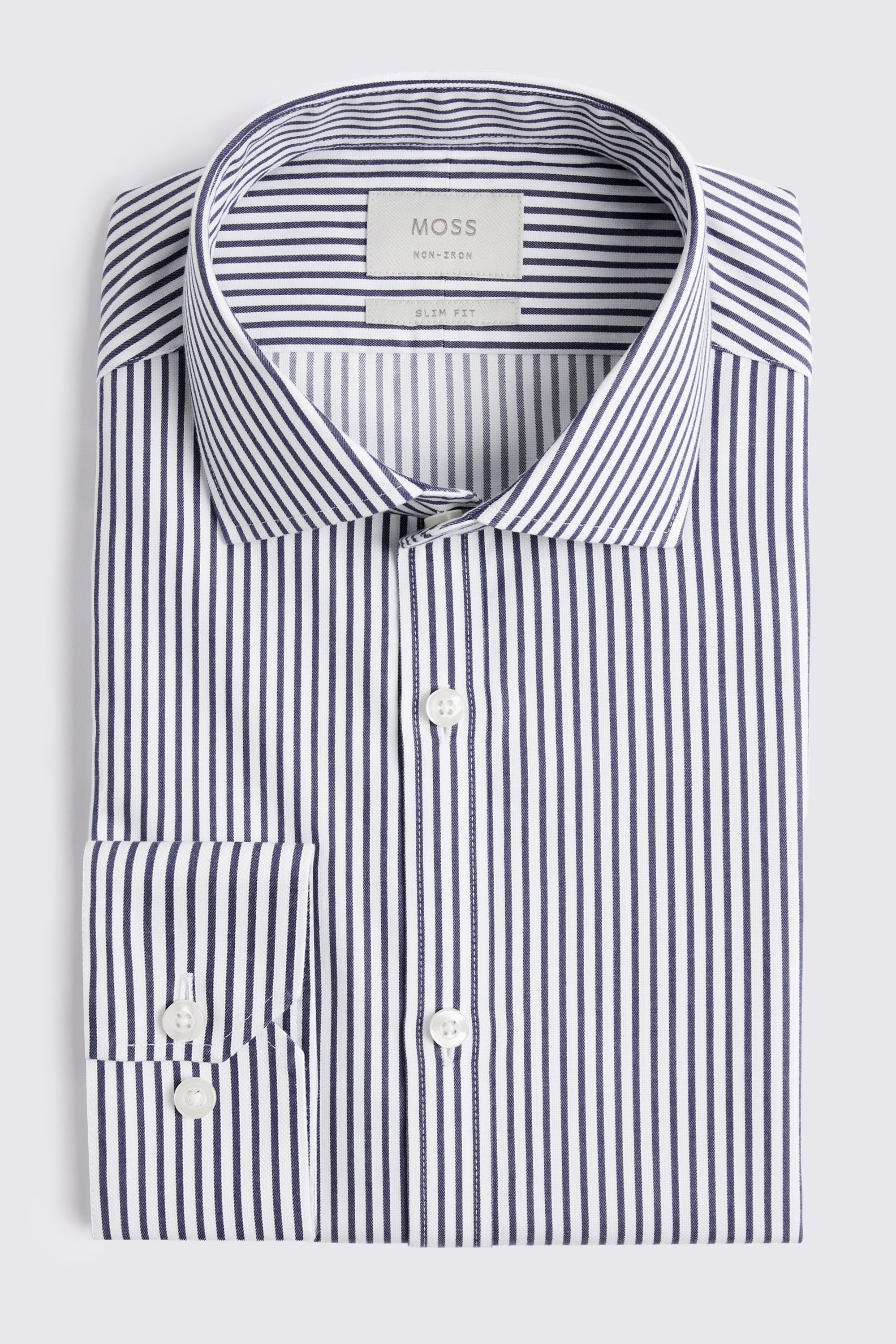 Slim Fit Navy Stripe Non-Iron Shirt