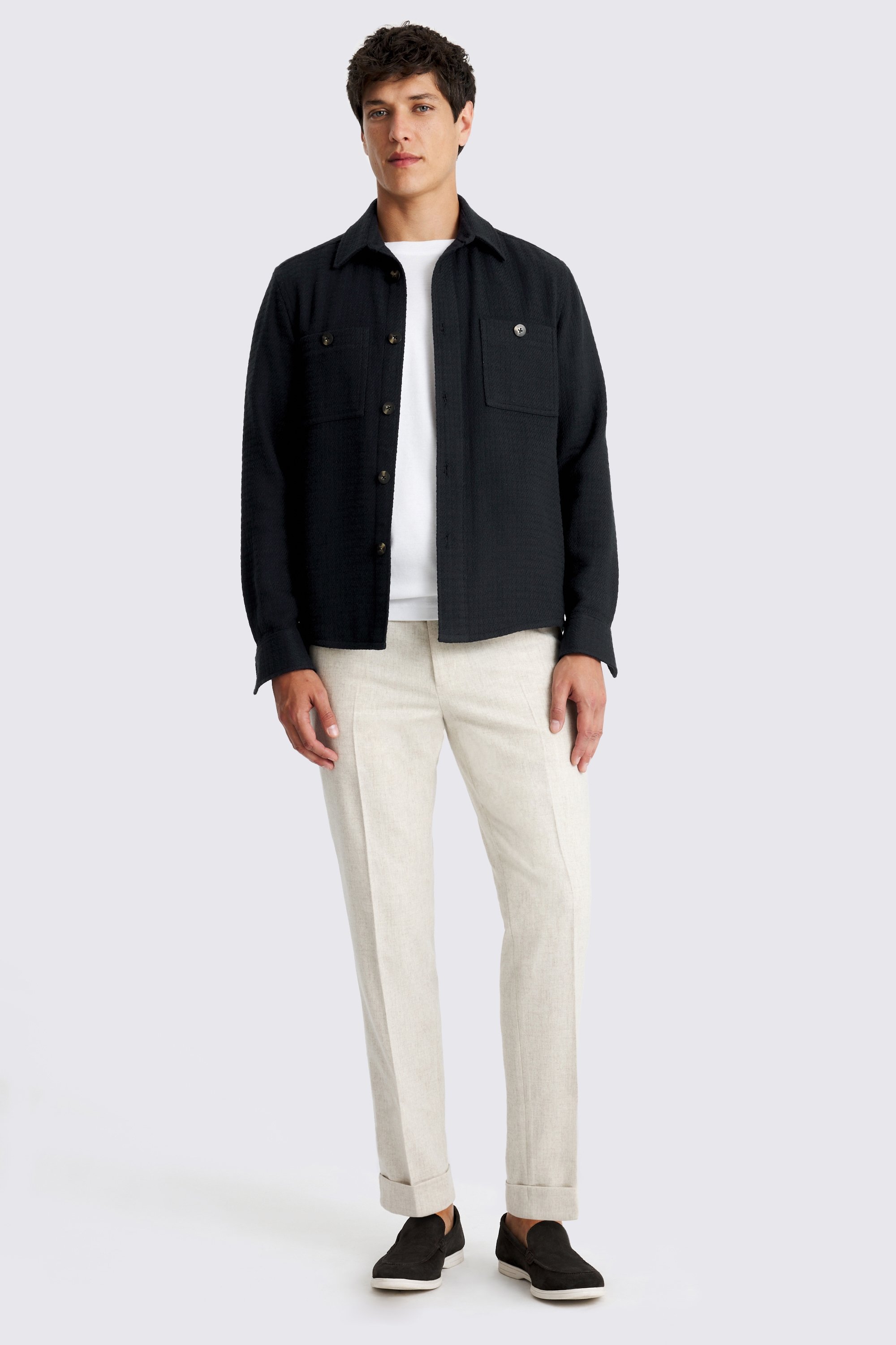 Navy Waffle Texture Overshirt