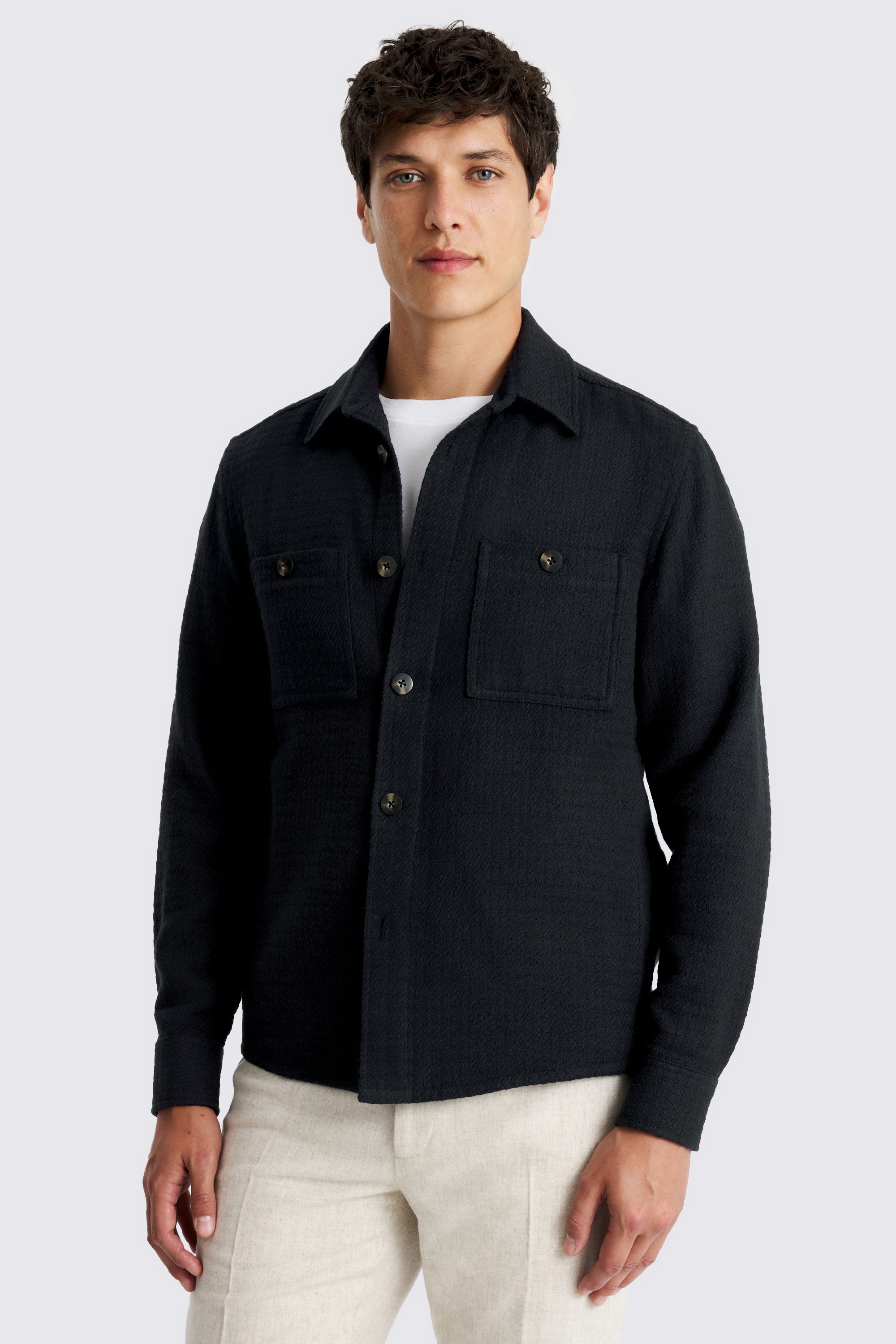 Navy Waffle Texture Overshirt