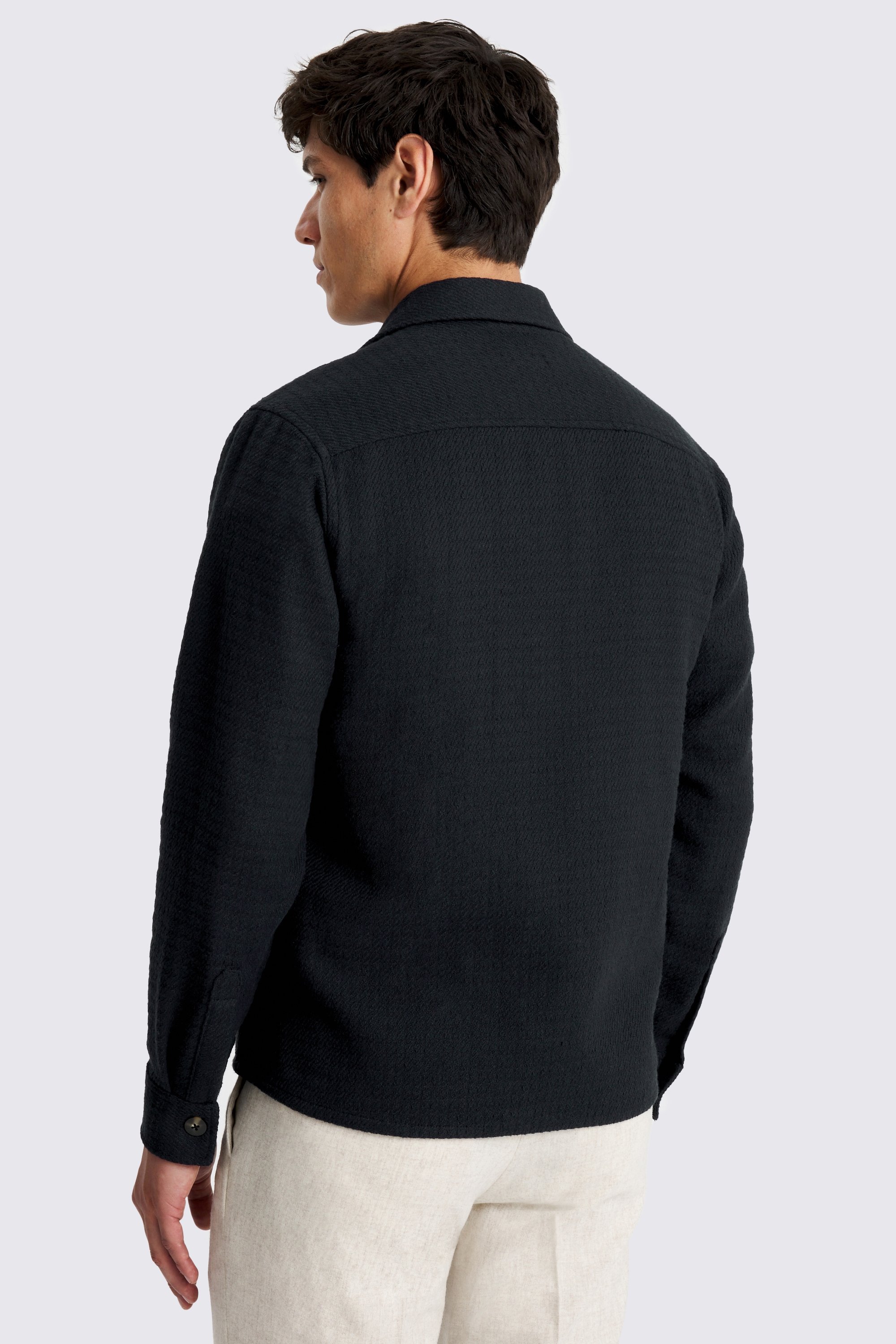 Navy Waffle Texture Overshirt