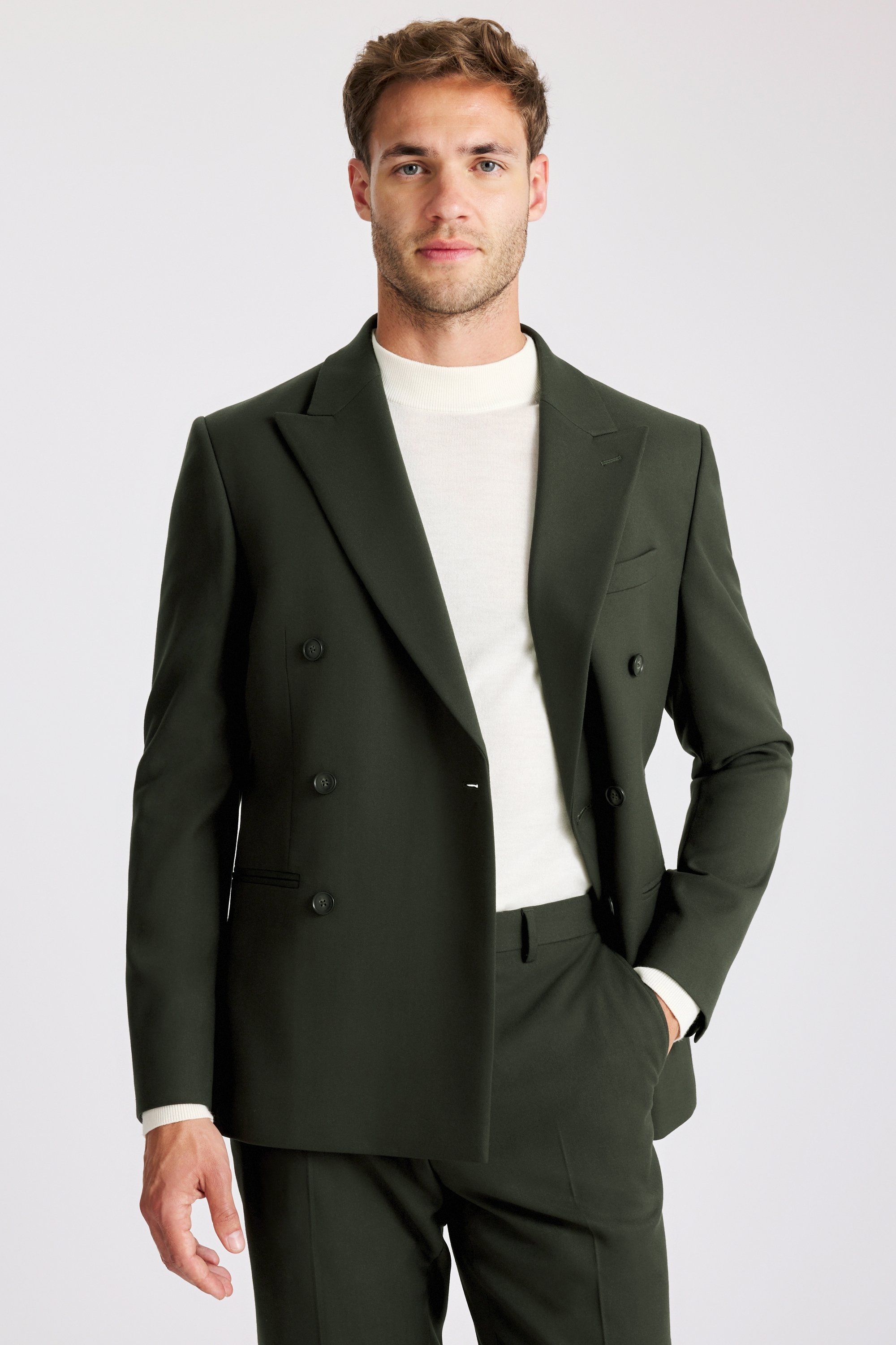 Slim Fit Khaki Flannel Suit