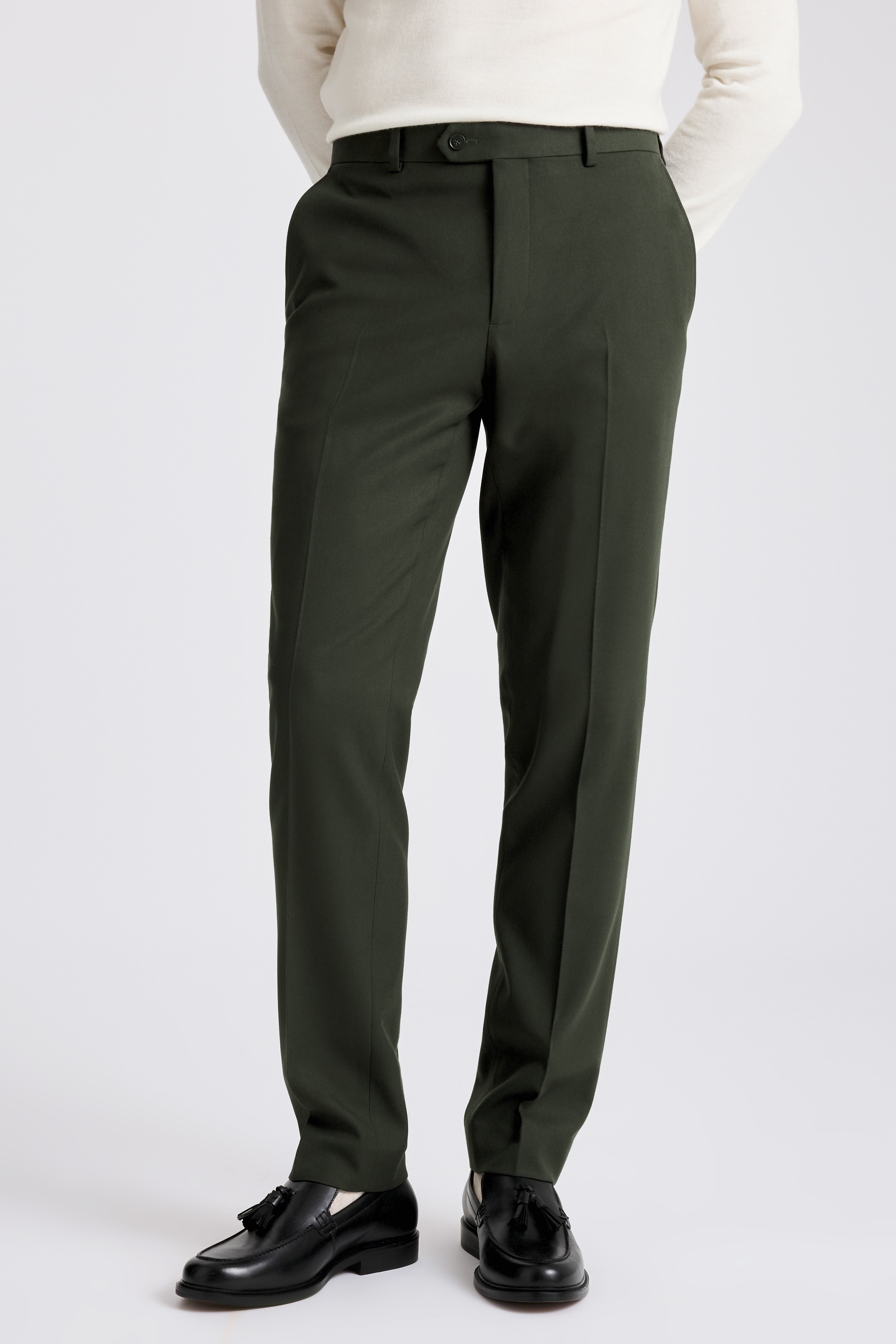 Slim Fit Khaki Flannel Trousers