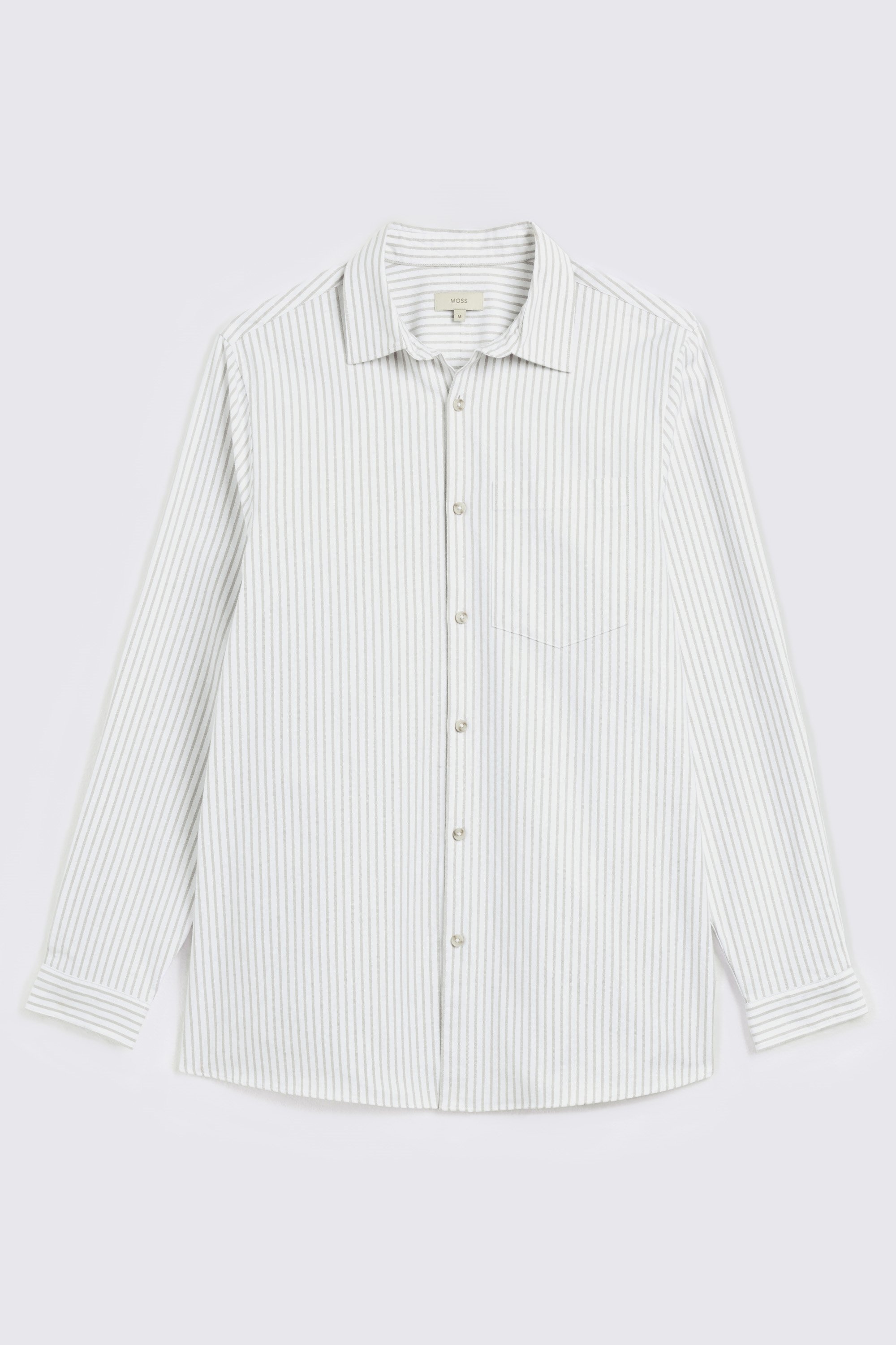 Relaxed Taupe Wide Stripe Oxford Shirt