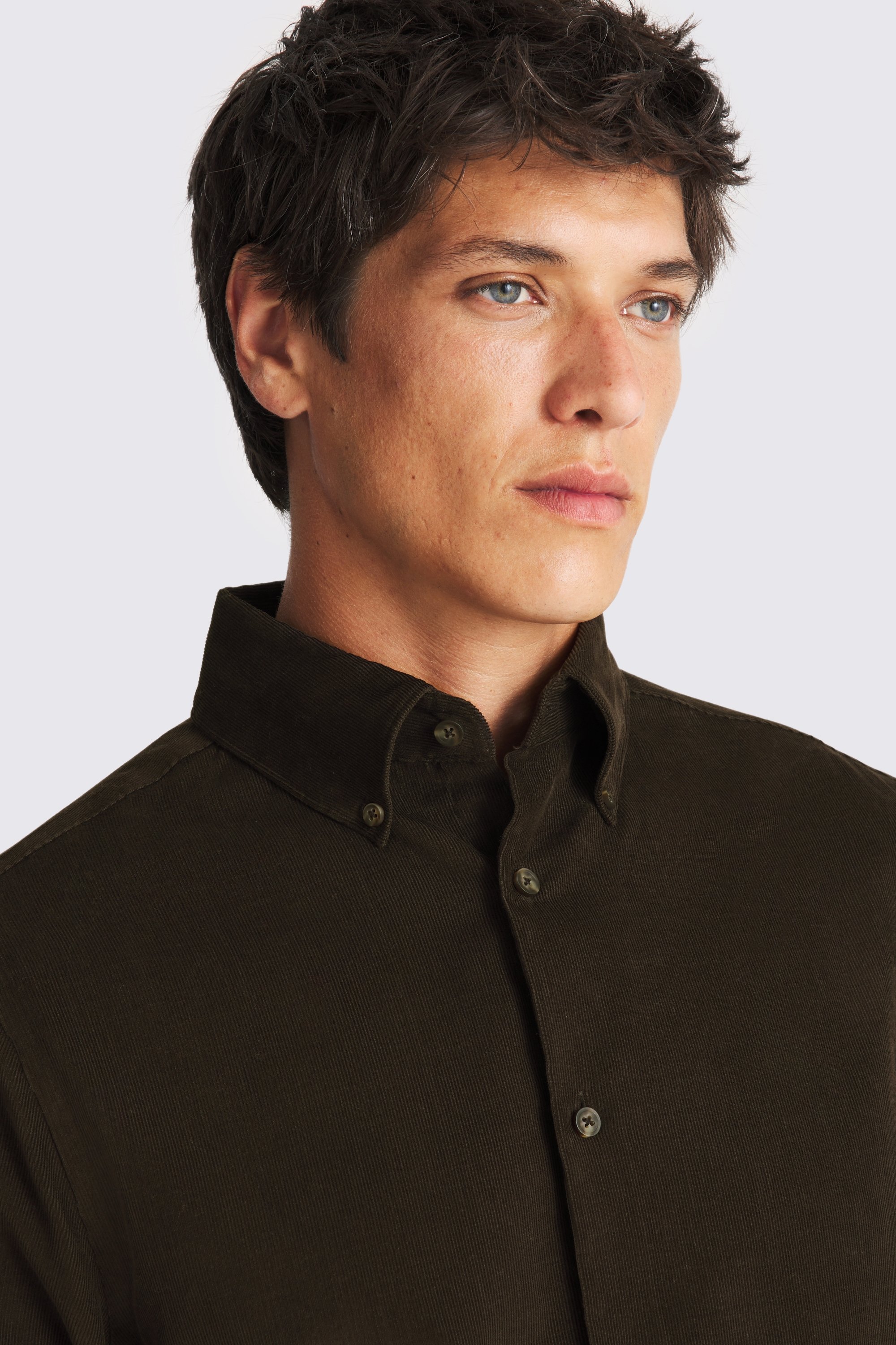 Button Down Chocolate Needle Cord Shirt