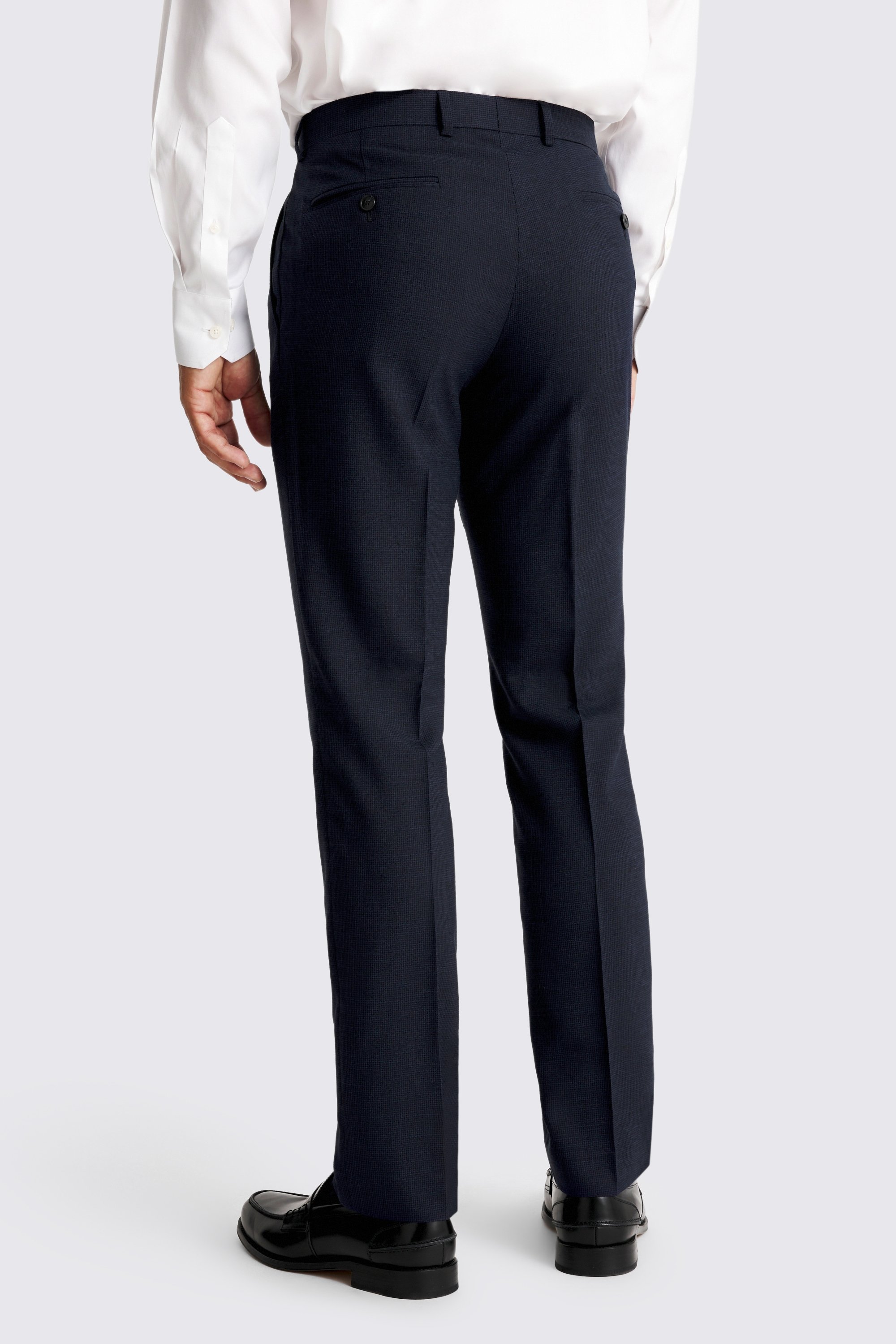 Slim Fit Navy Puppytooth Trousers