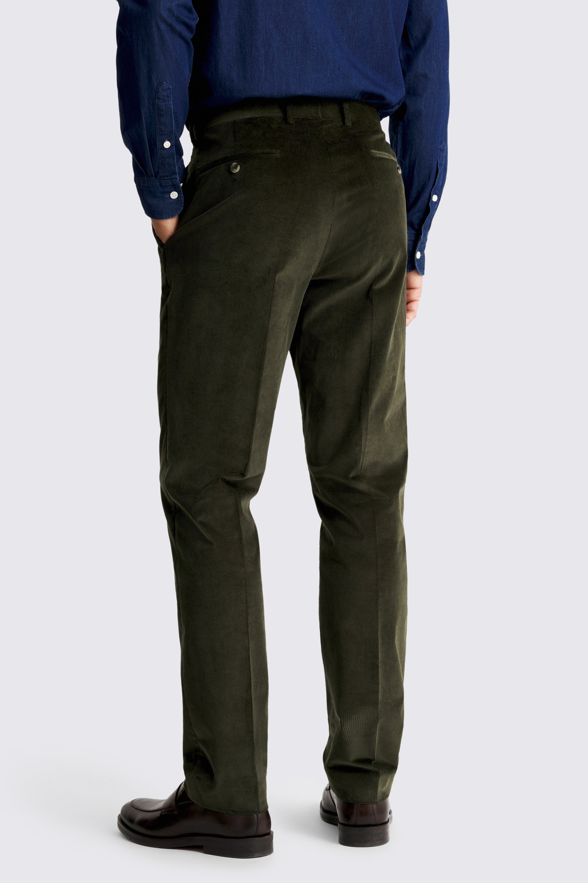 Tailored Fit Dark Green Corduroy Trousers