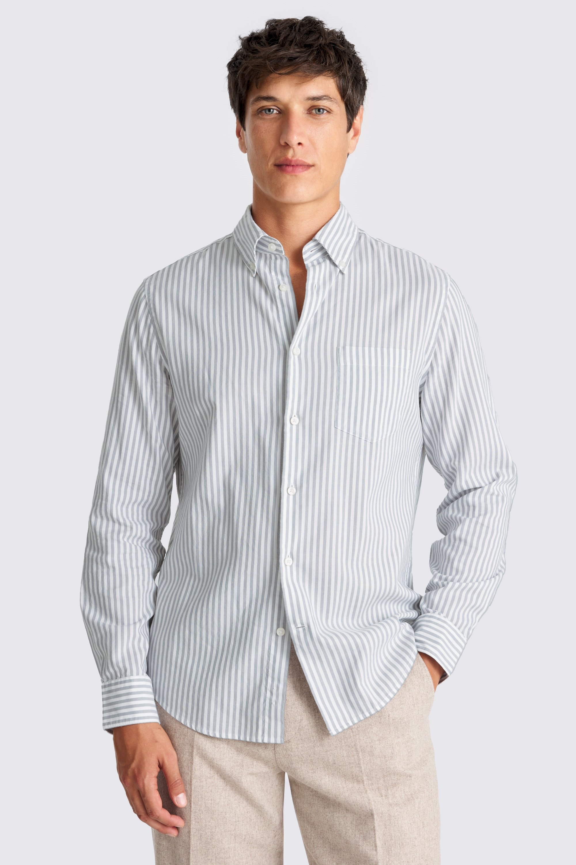 Lightweight Blue Oxford Stripe Shirt