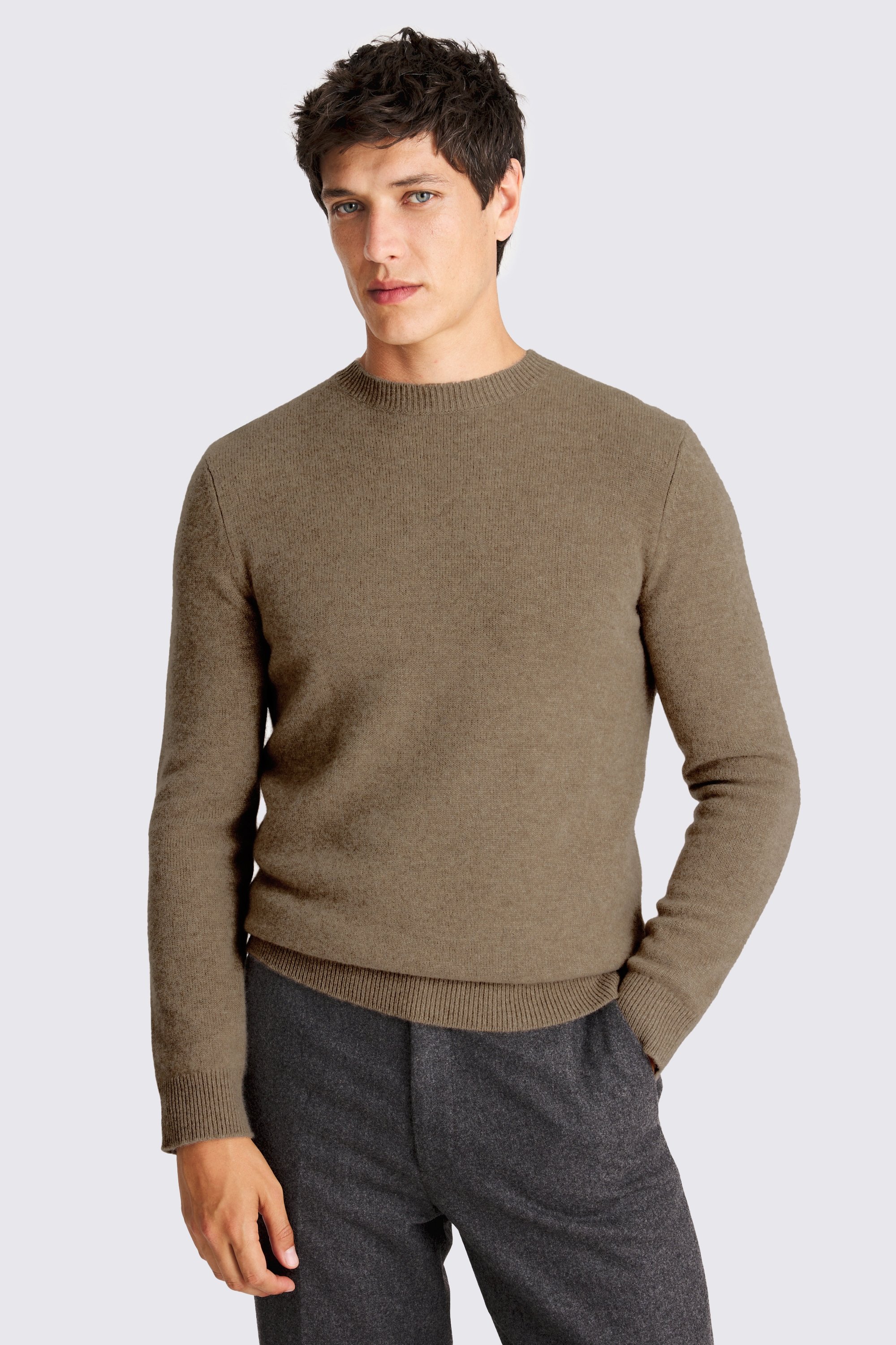 Oatmeal Cashmere Crew Neck Jumper