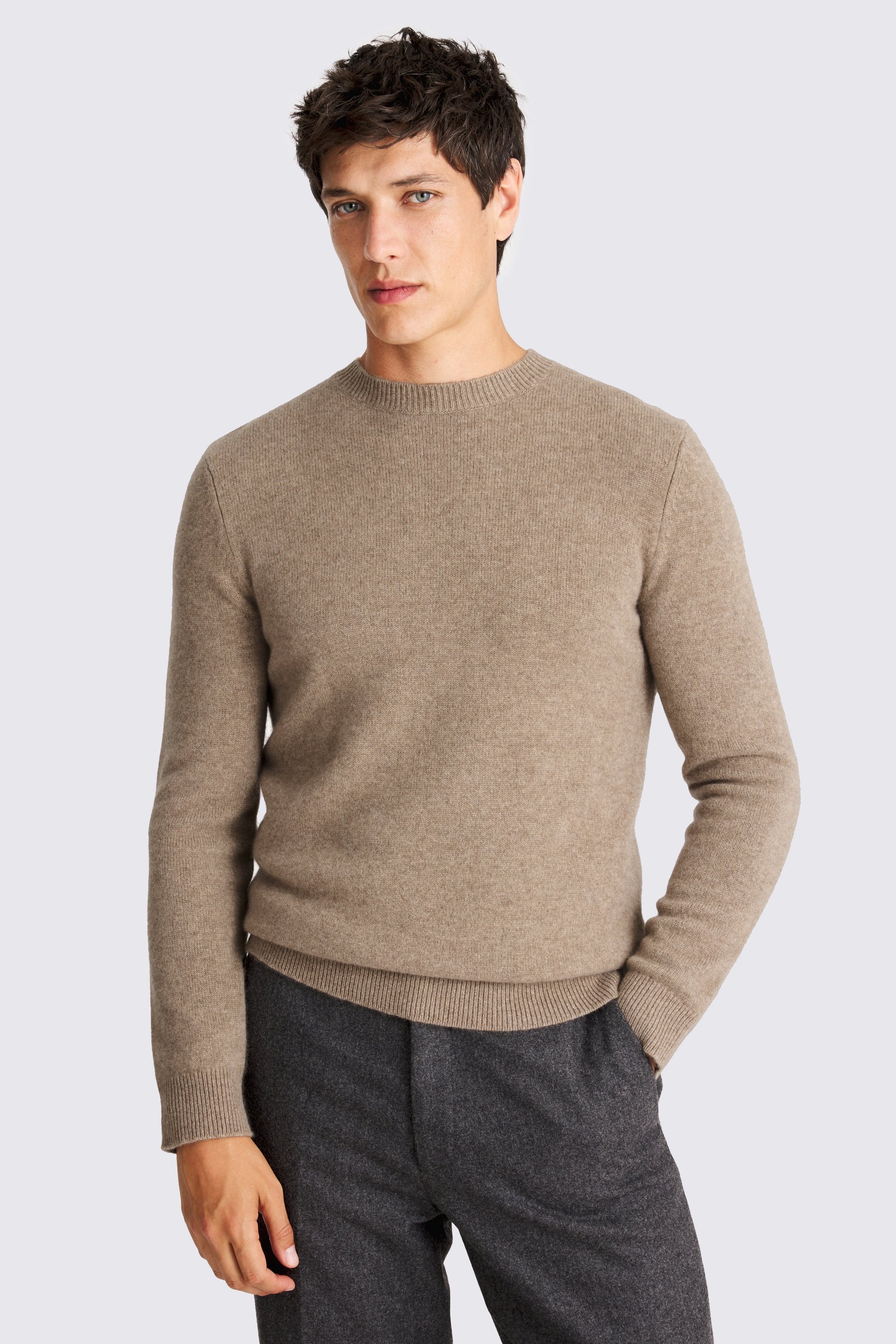 Oatmeal Cashmere Crew Neck Jumper