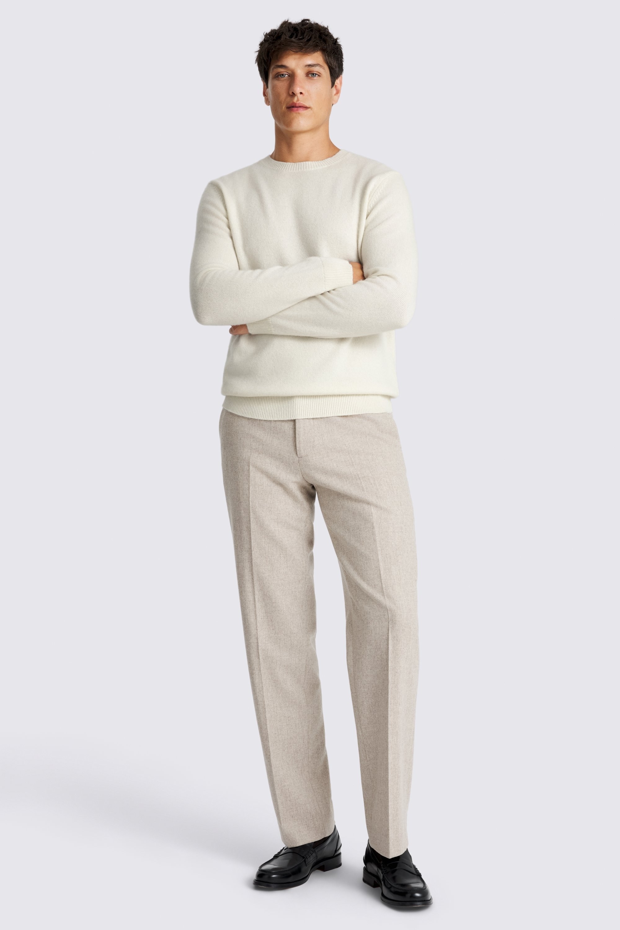 Ecru Cashmere Crew Neck Jumper