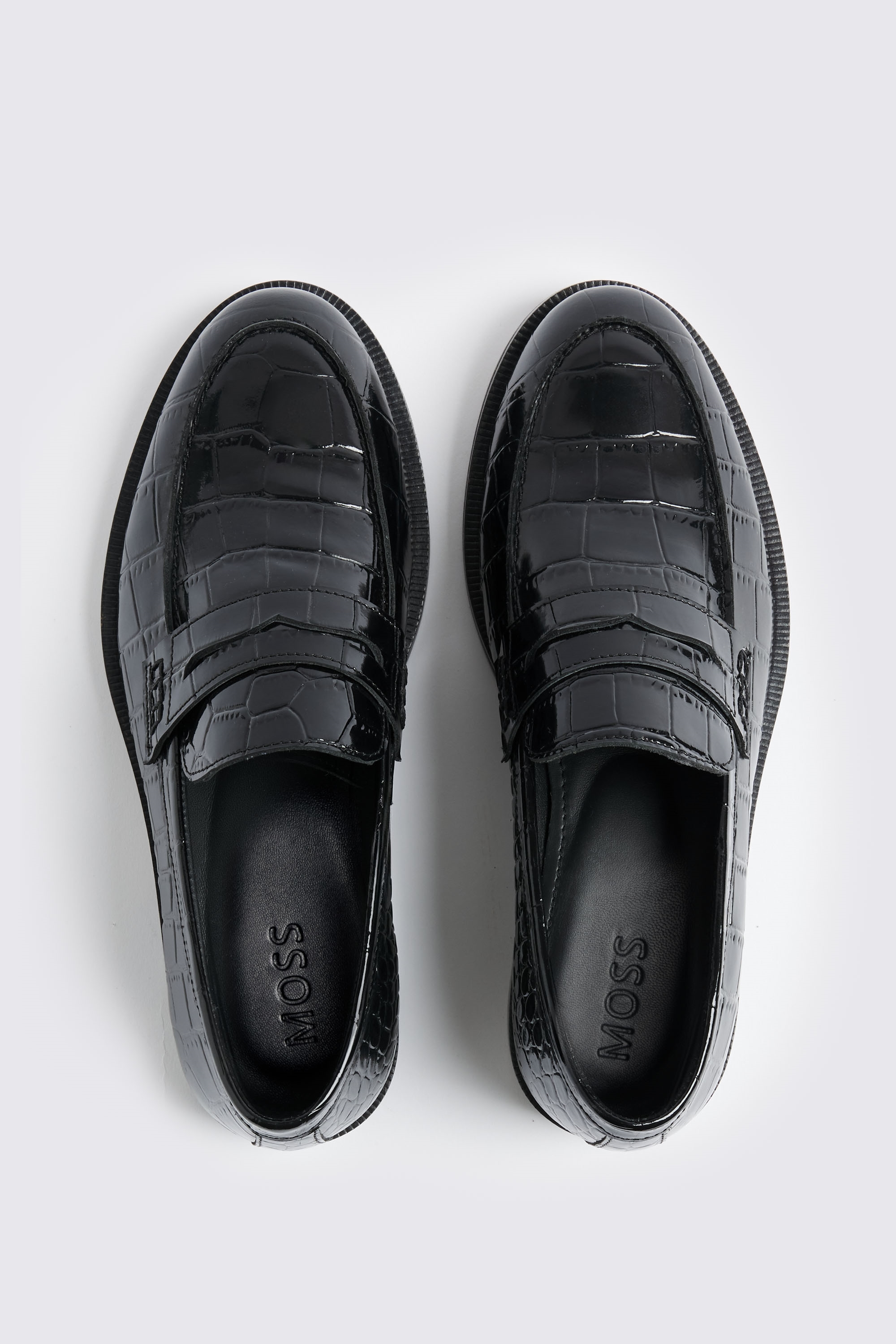 Black Croc Print Loafers